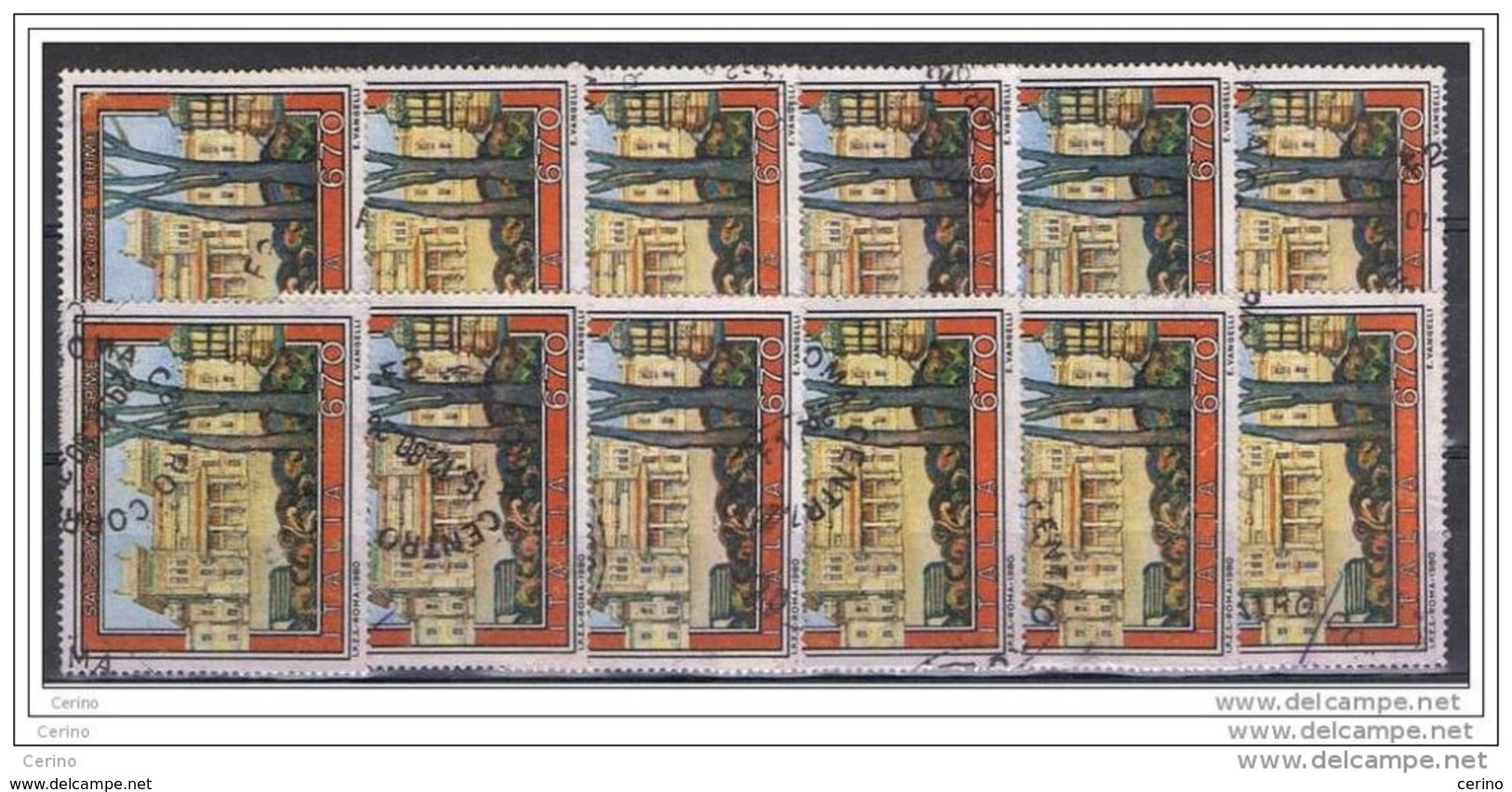 REPUBBLICA:  1980  TURISTICA  -  £. 670  SALSOMAGGIORE TERME  US.  -  RIPETUTO  12  VOLTE  -  SASS. 1500 - 1971-80: Usati