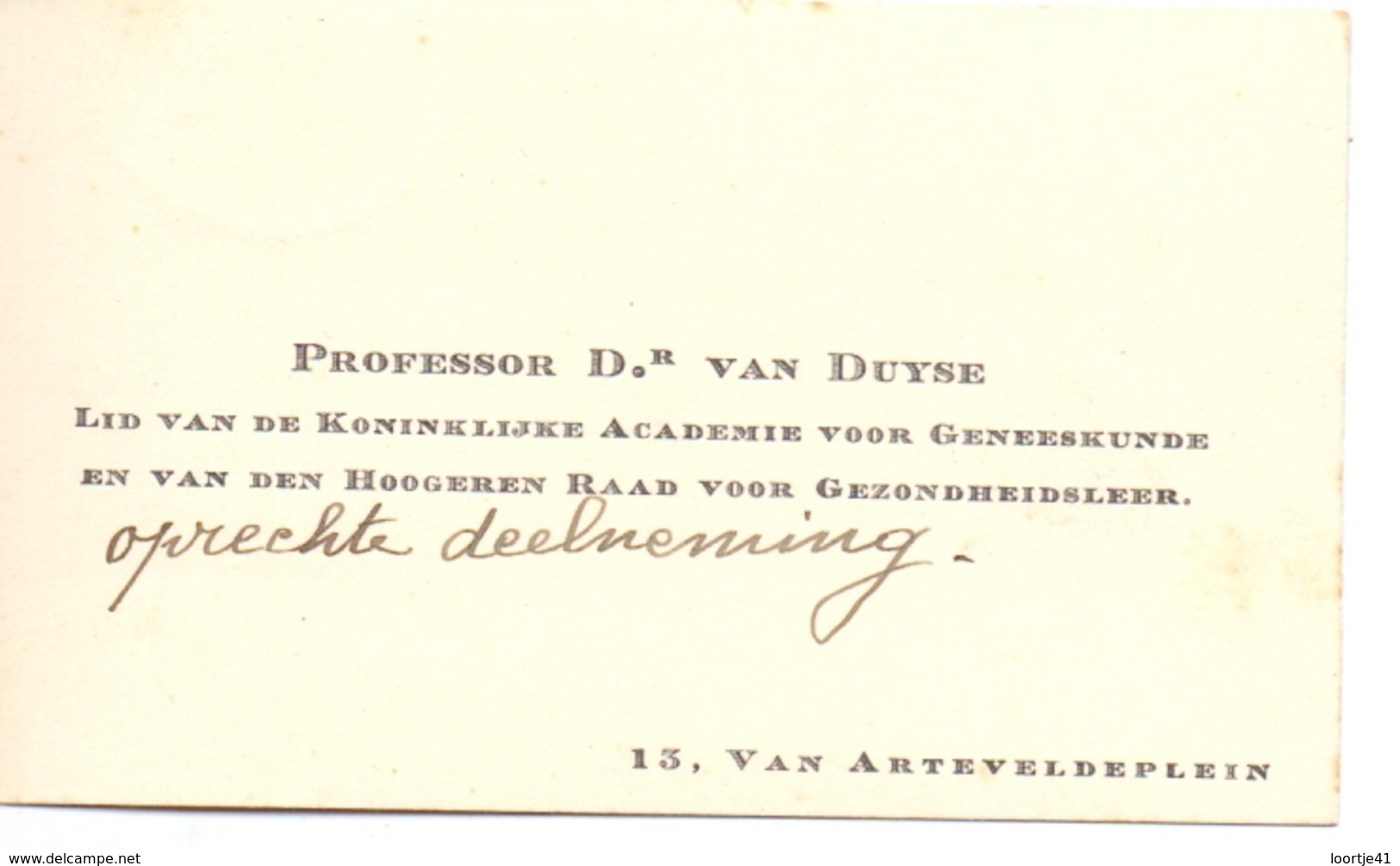 Visitekaartje - Carte Visite - Professor Dr. Van Duyse  - Gent - Cartes De Visite