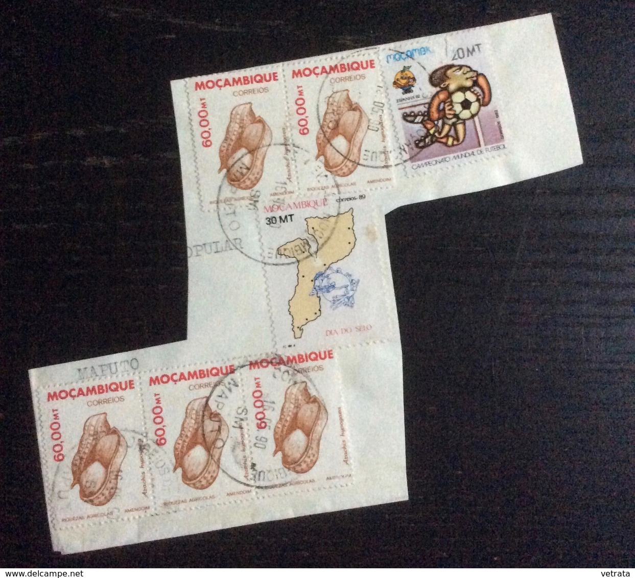 Mozambique : 7 Timbres Oblitérés Sur Coin D'enveloppe - 1990 - Mozambique