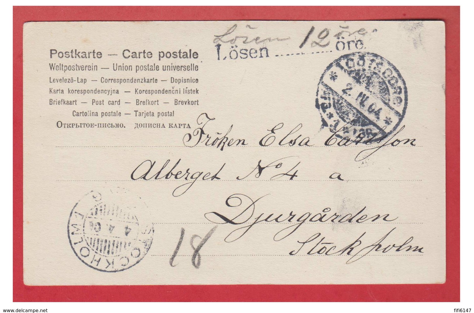 SUEDE-1904- CARTE  POSTALE DE GÖTEBORG POUR STOCKHOLM -- TAXE AU TAMPON A 12 ÖRE -- - Lettres & Documents
