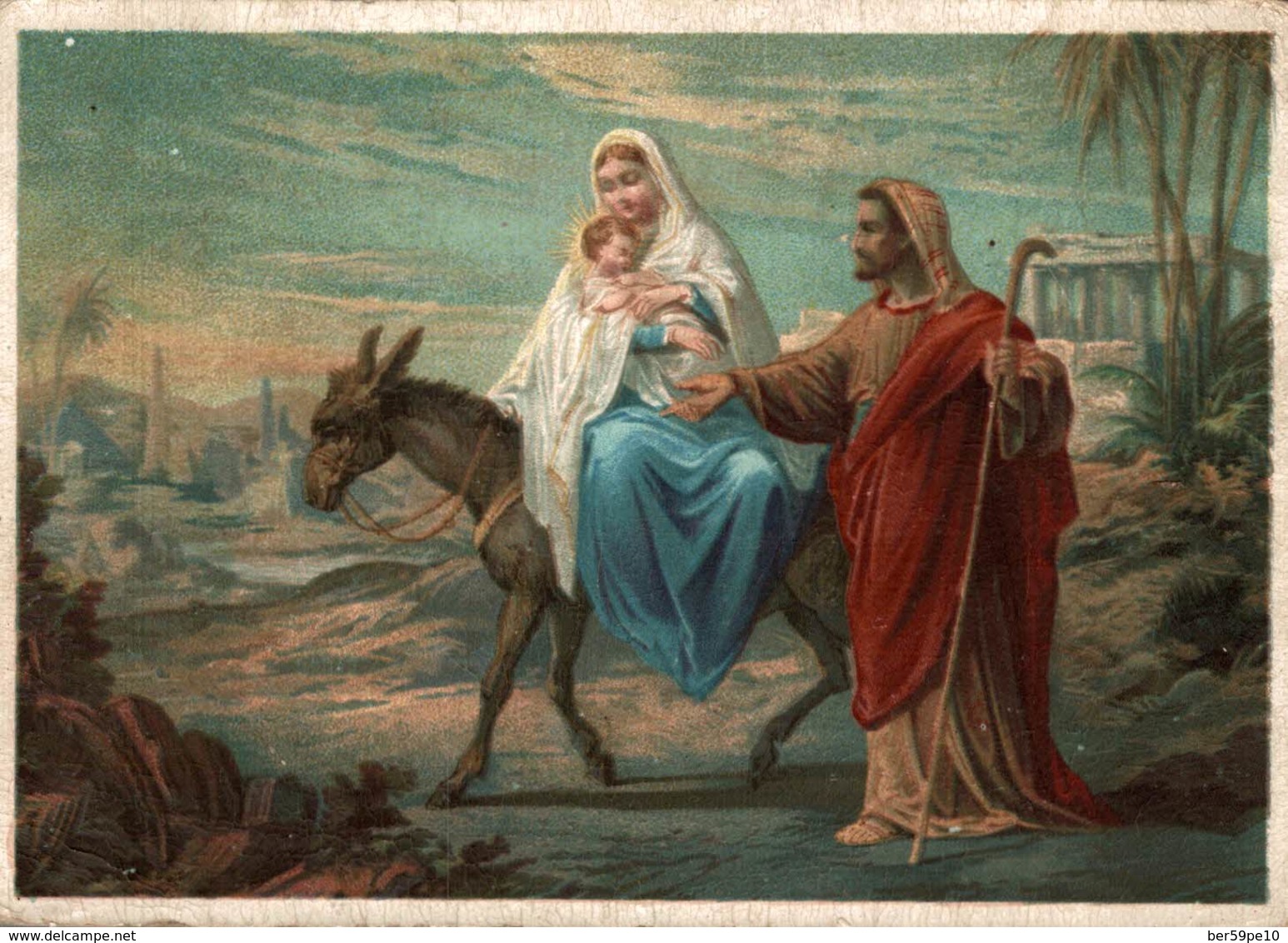 CHROMO  IMAGE RELIGIEUSE  MARIE ET JESUS SUR L'ANE - Images Religieuses