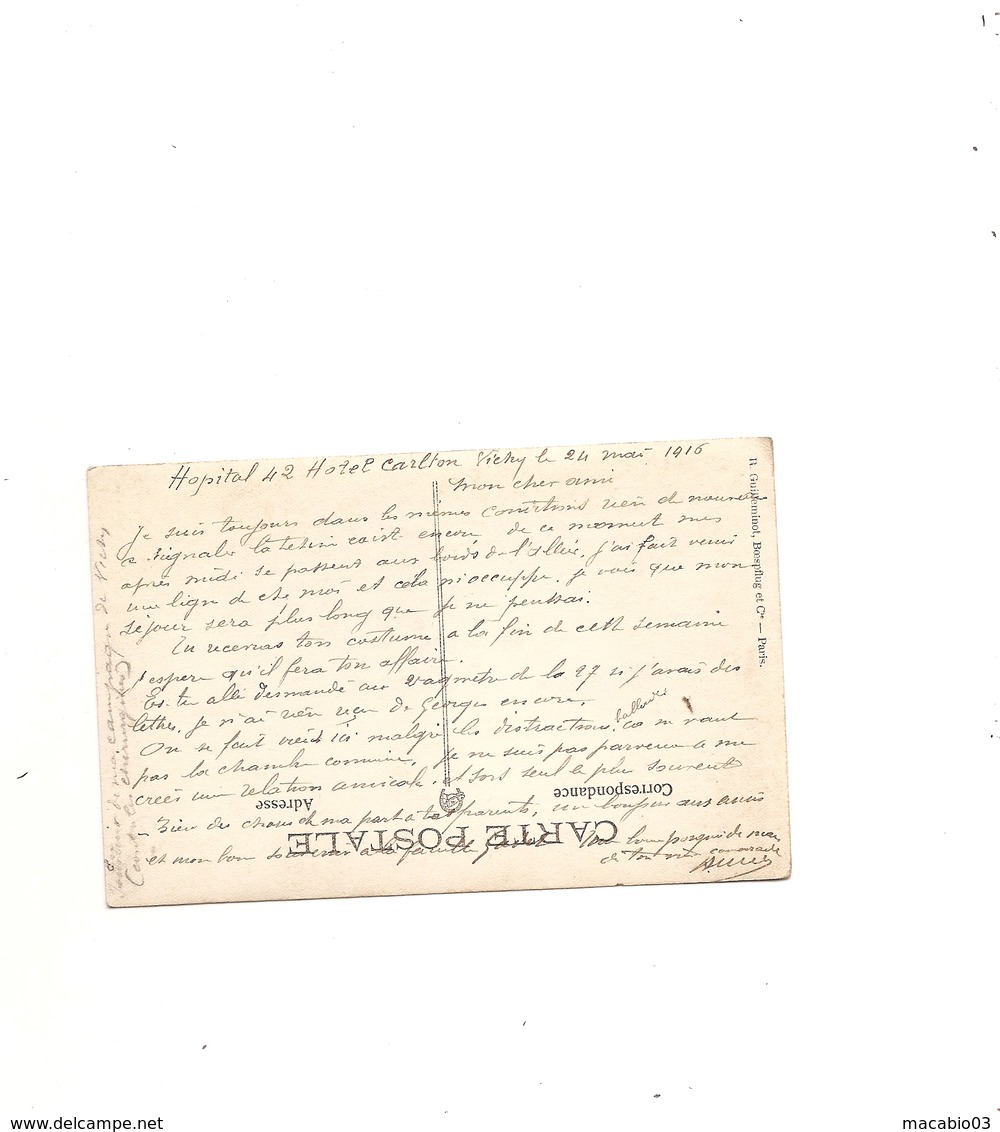 03 Allier : Vichy  Militaire à L'hôpital  42 Hôtel Carlton Vichy 24/ 05/1926 Voir Verso   Réf 5486 - Vichy