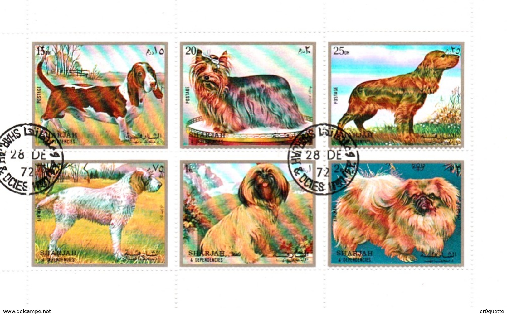 SHARJAH - EMIRATS ARABES UNIS / PLANCHE DE 6 TIMBRES De CHIENS - Sharjah