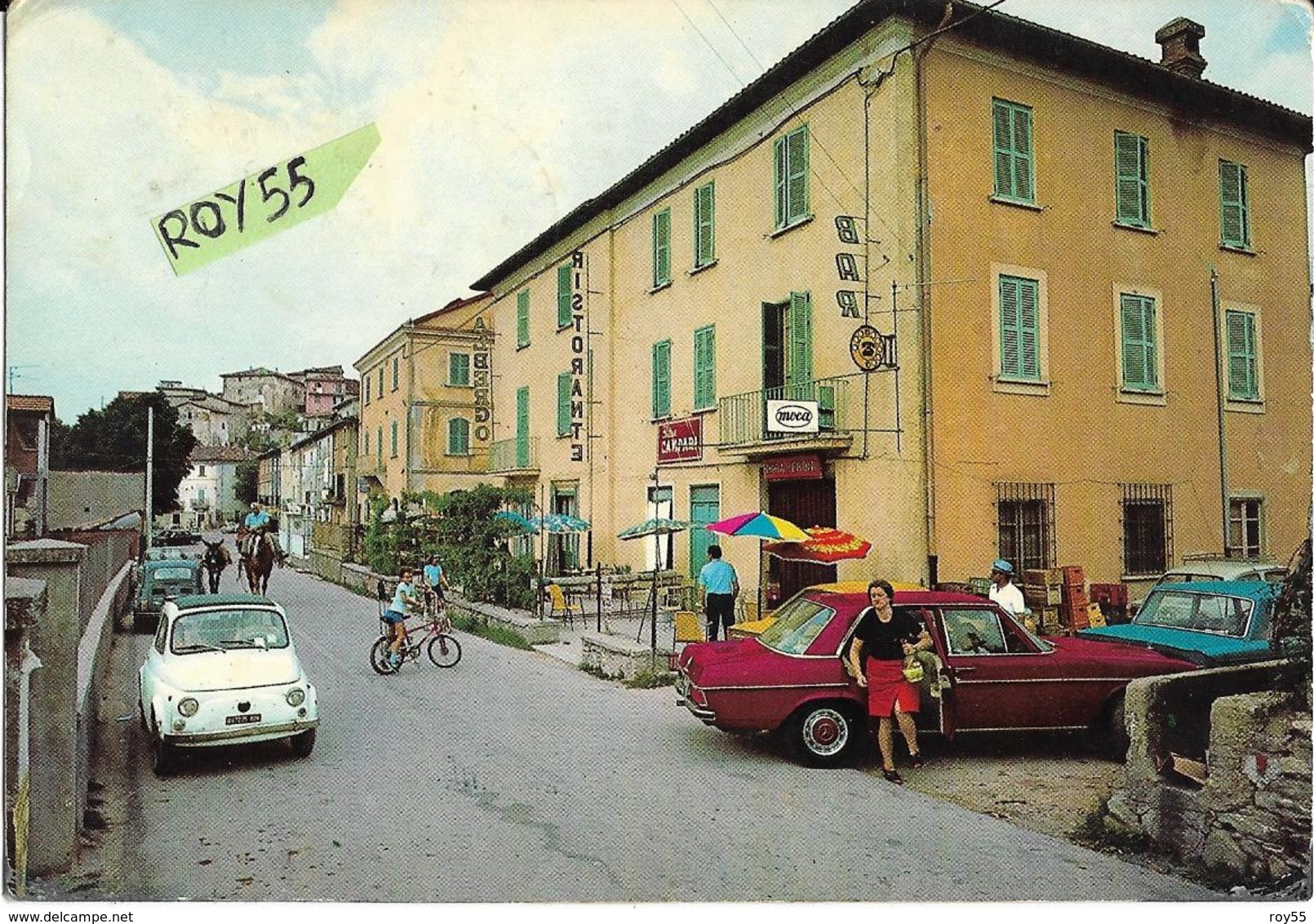 Lazio-rieti-borbona Via Roma Veduta Animata Via Case Persone Auto Epoca Anni 70 Ristorante Bar Birra Peroni - Altri & Non Classificati