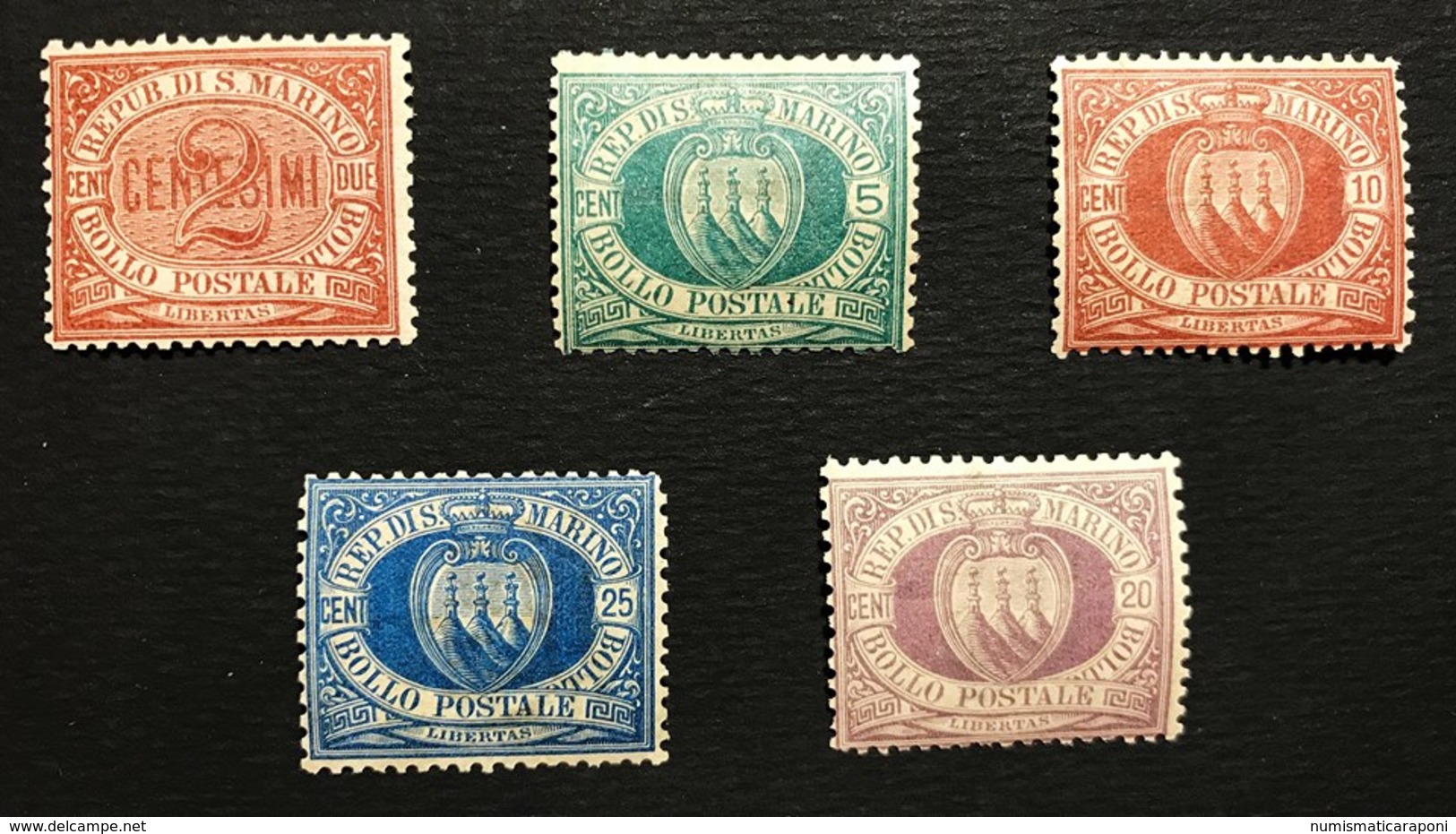 San Marino 1894-1899 Sassone S.6 Nuovi** Cod.fra.1155 - Nuovi