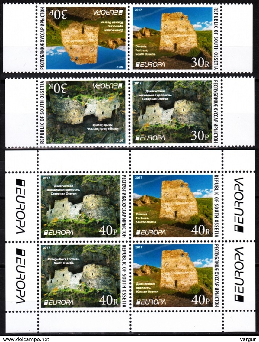 GEORGIA / Ossetia 2017 EUROPA: Castles. Horizontal Pairs & S/Sheet. Perforated, MNH - 2017