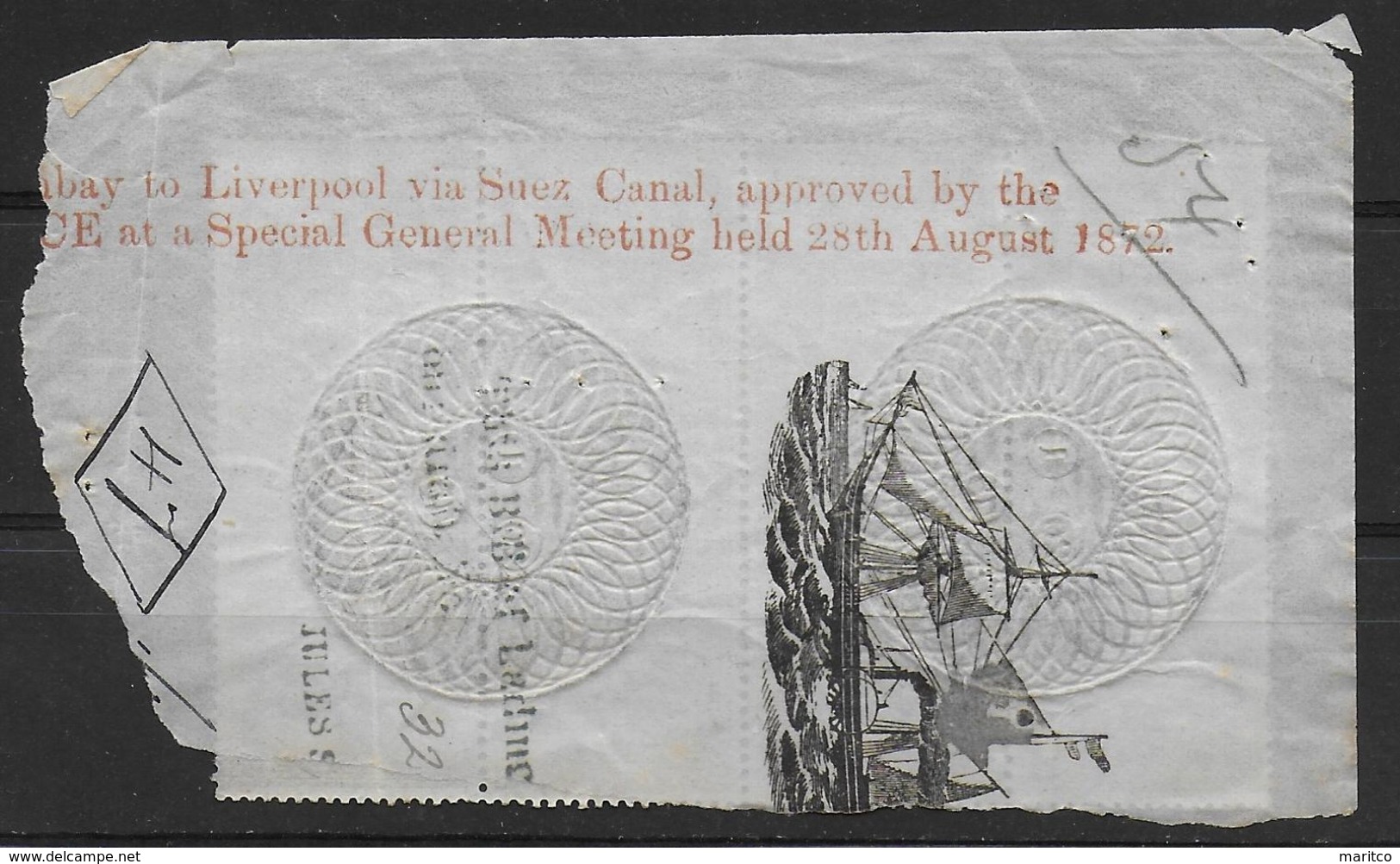 India Revenues (Liverpool Via Suez Canal) Revenue Stamps - Andere & Zonder Classificatie