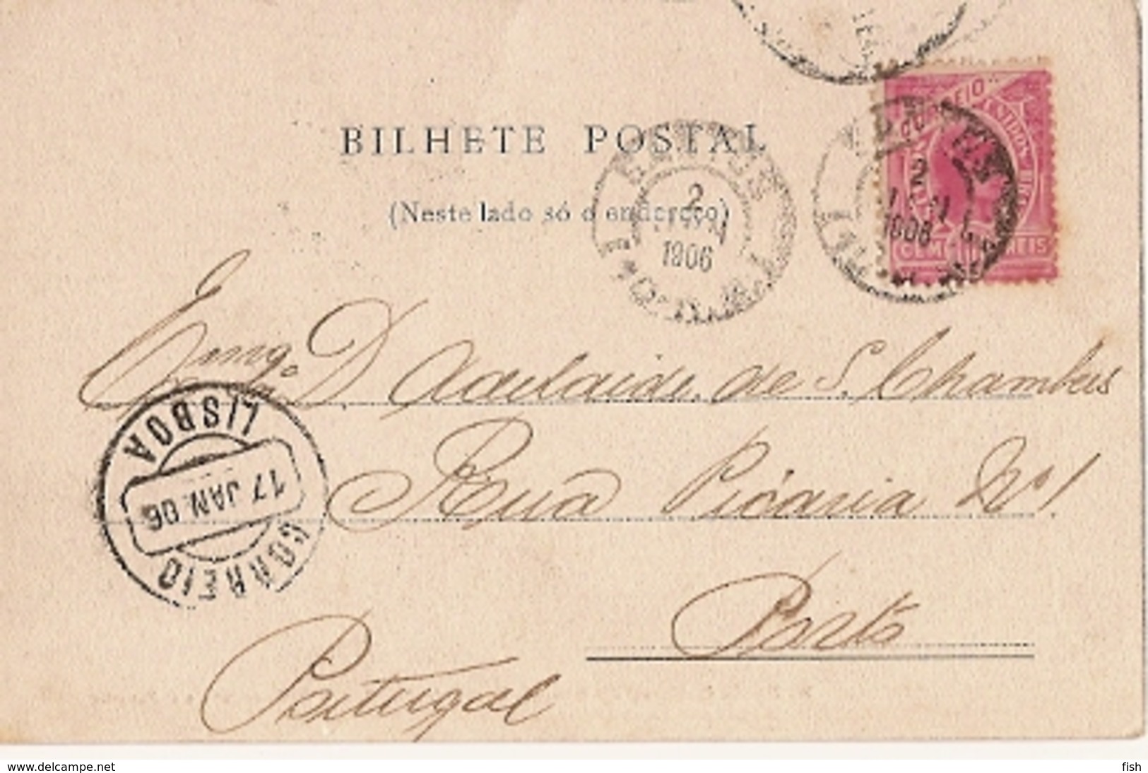 Brazil & Circulated, Serra De Santos, São Paulo Railway, Santos, Lisboa, Porto 1906 (8866) - São Paulo