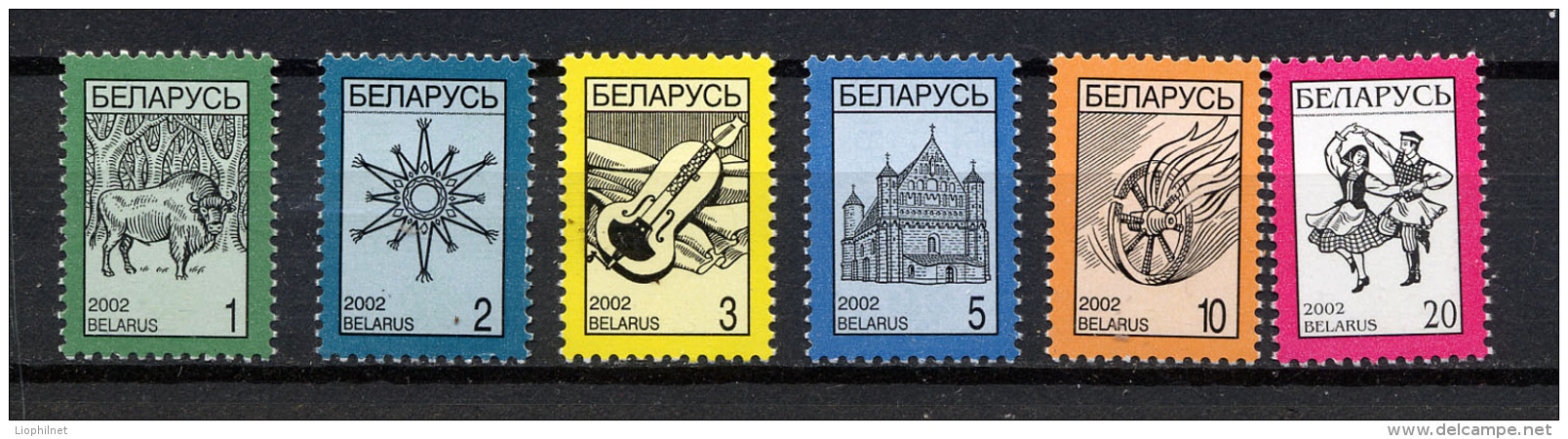 BIELORUSSIE BELARUS  2002, SERIE COURANTE / DEFINITIVE, 6 Valeurs, Neufs / Mint. R1751 - Belarus