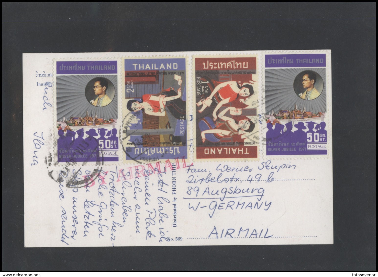 THAILAND Cover Post Card Postal History TH 008 Air Mail Personalities Letter Writing Week - Tailandia