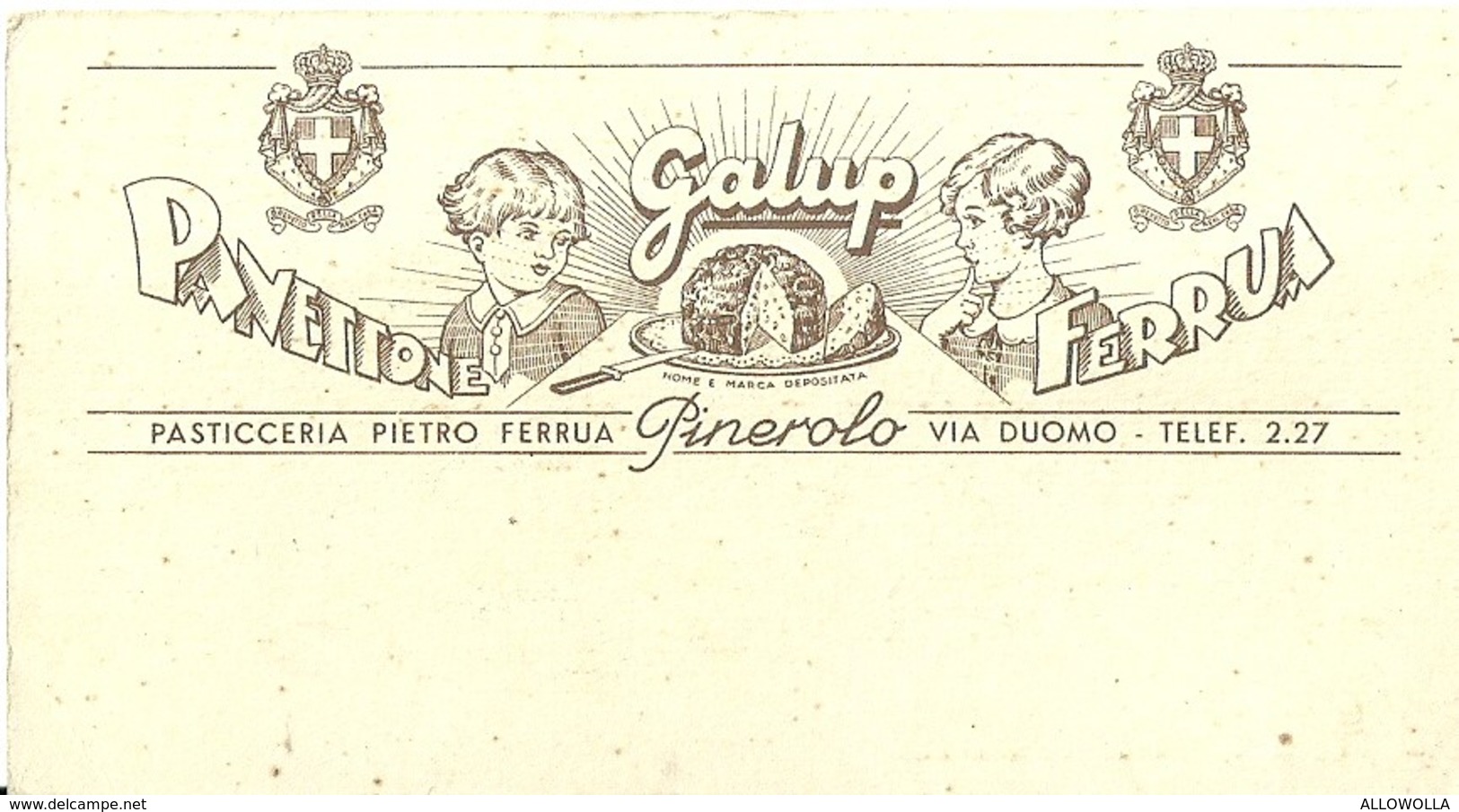 1974 " GALUP-PANETTONE FERRUA-PINEROLO-BIMBI CON CAGNOLINO AL RIPARO SOTTO L'OMBRELLO" BIGLIETTO ILLUSTRATO ORIGINALE - Other & Unclassified