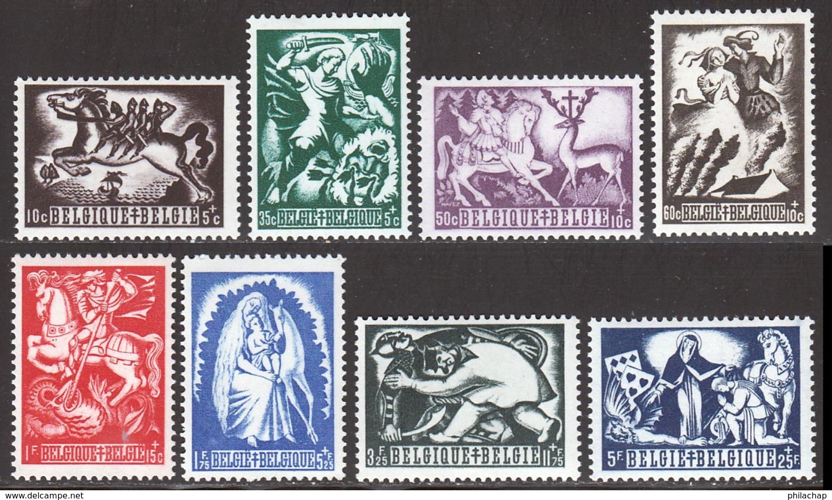 Belgique 1944 Yvert 653 / 660 ** TB - Neufs