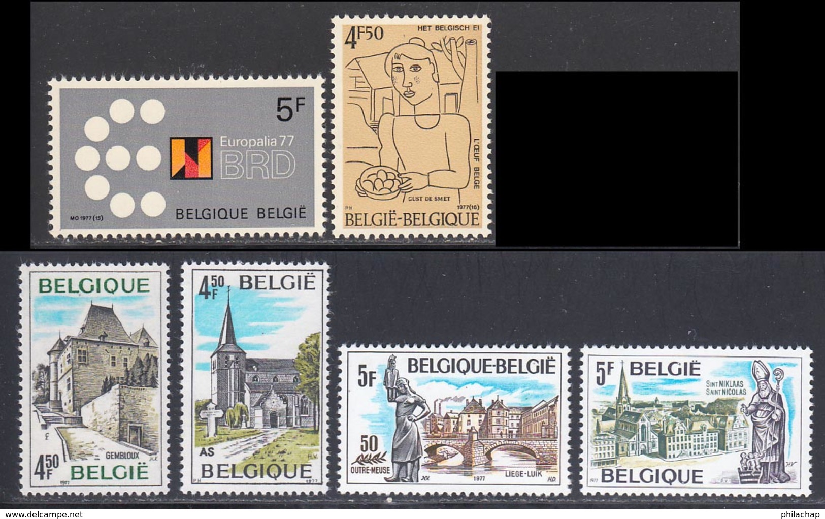 Belgique 1977 Yvert 1862 - 1863 - 1865  / 1868 ** TB - Ungebraucht