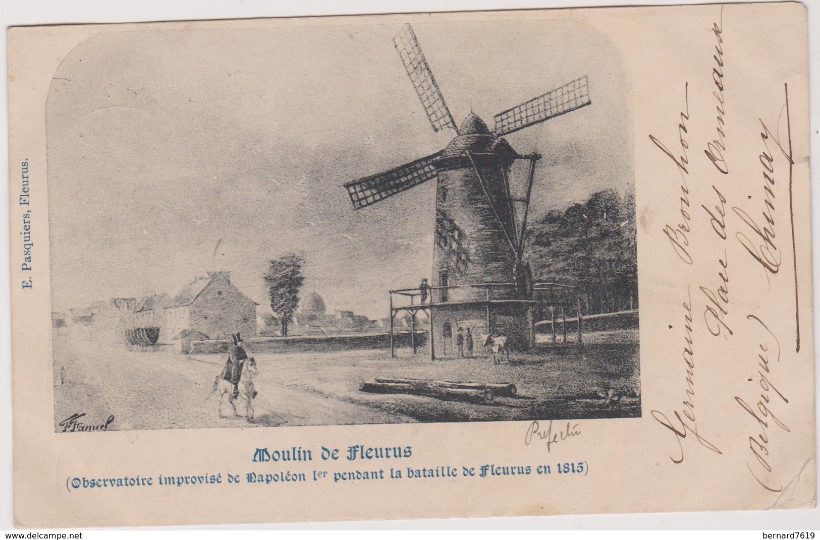 Belgique Fleurus      Carte Precurseur Cachet Affranchissement 1900  Moulin  Observatoire Improvise  De Napoleon - Fleurus