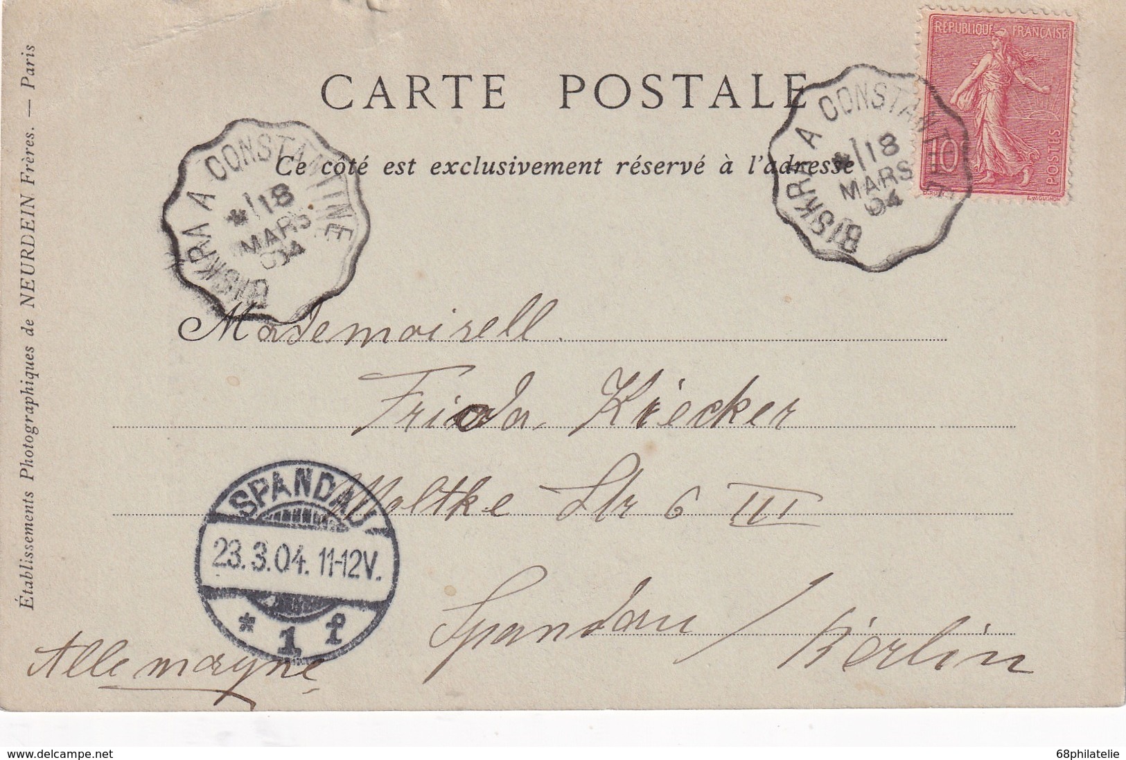 ALGERIE 1904 CARTE POSTALE DE BISKRA "LA RUE DESOULED-NAILS"  CACHET FERROVIAIRE BISKRA-CONSTANTINE - Lettres & Documents