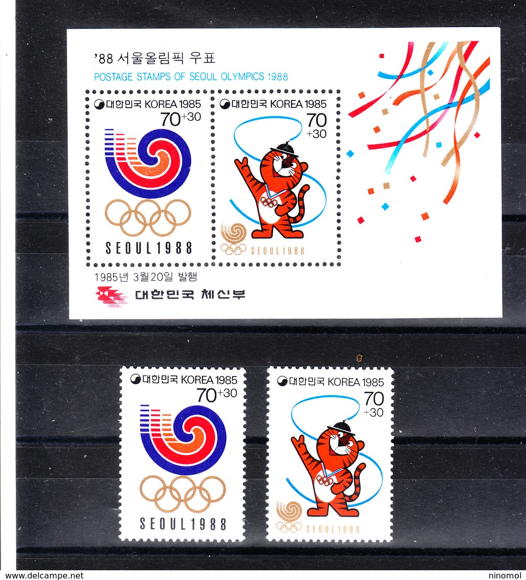 Korea Sud - 1985. Pre- Seul '88. 1^ Serie. Logo Olimpico  E  Mascotte. Olympic Logo And Mascot. MNH - Estate 1988: Seul