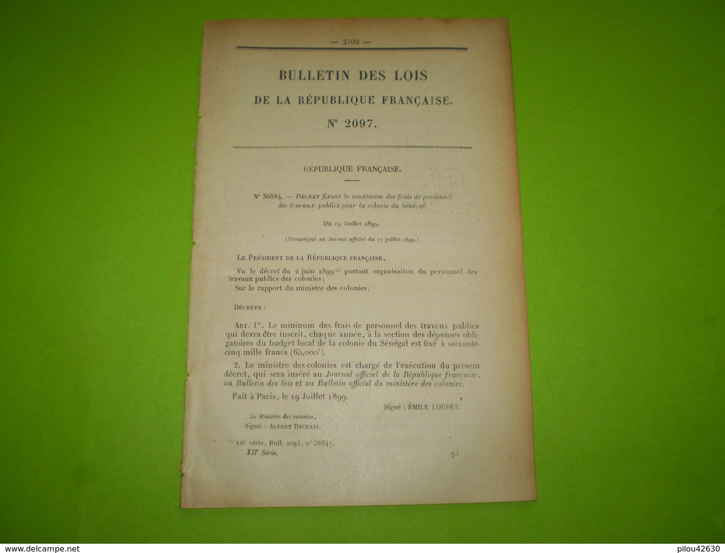 Frais De Personnel Guyane,Sénégal,Inde Fse.Tramway Versailles Maule;Vendée;Besançon.Taxe Sur Les Chiens à Brillon ... - Décrets & Lois