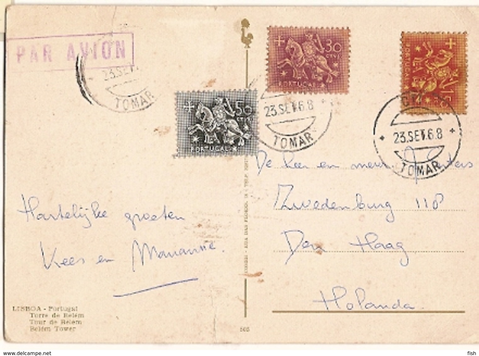 Portugal  & Circulated, Lisboa, Torre De Belém, Tomar Para Den Haag Holanda 1968 (505 - Monuments