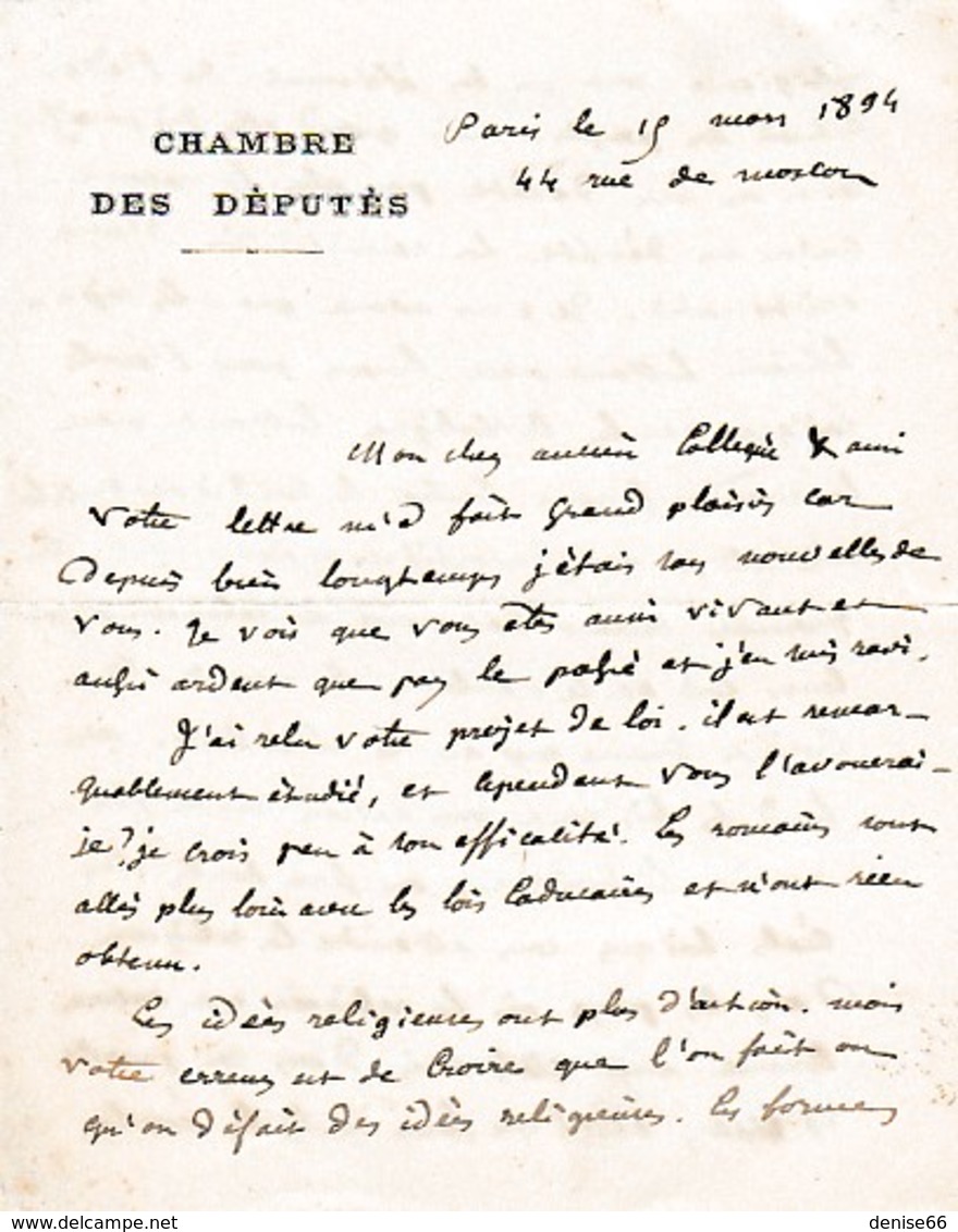 1894 - L.A.S. Alfred NAQUET (1834-1916) - Député Et Sénateur Du VAUCLUSE - Boulangiste - Affaire De Panama - Autres & Non Classés