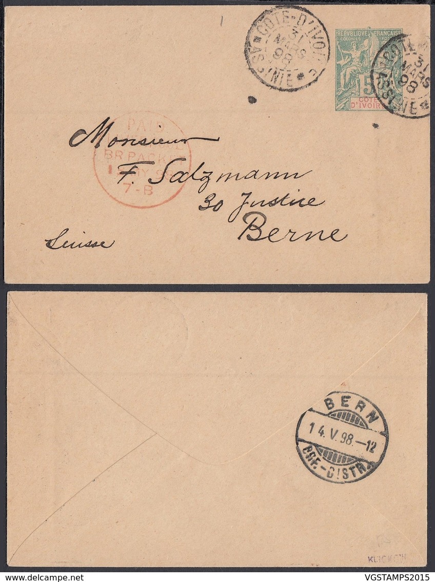 COTE D IVOIRE 1898 EP 5c De ASSINE Vers SUISSE (5G) DC-1164 - Lettres & Documents