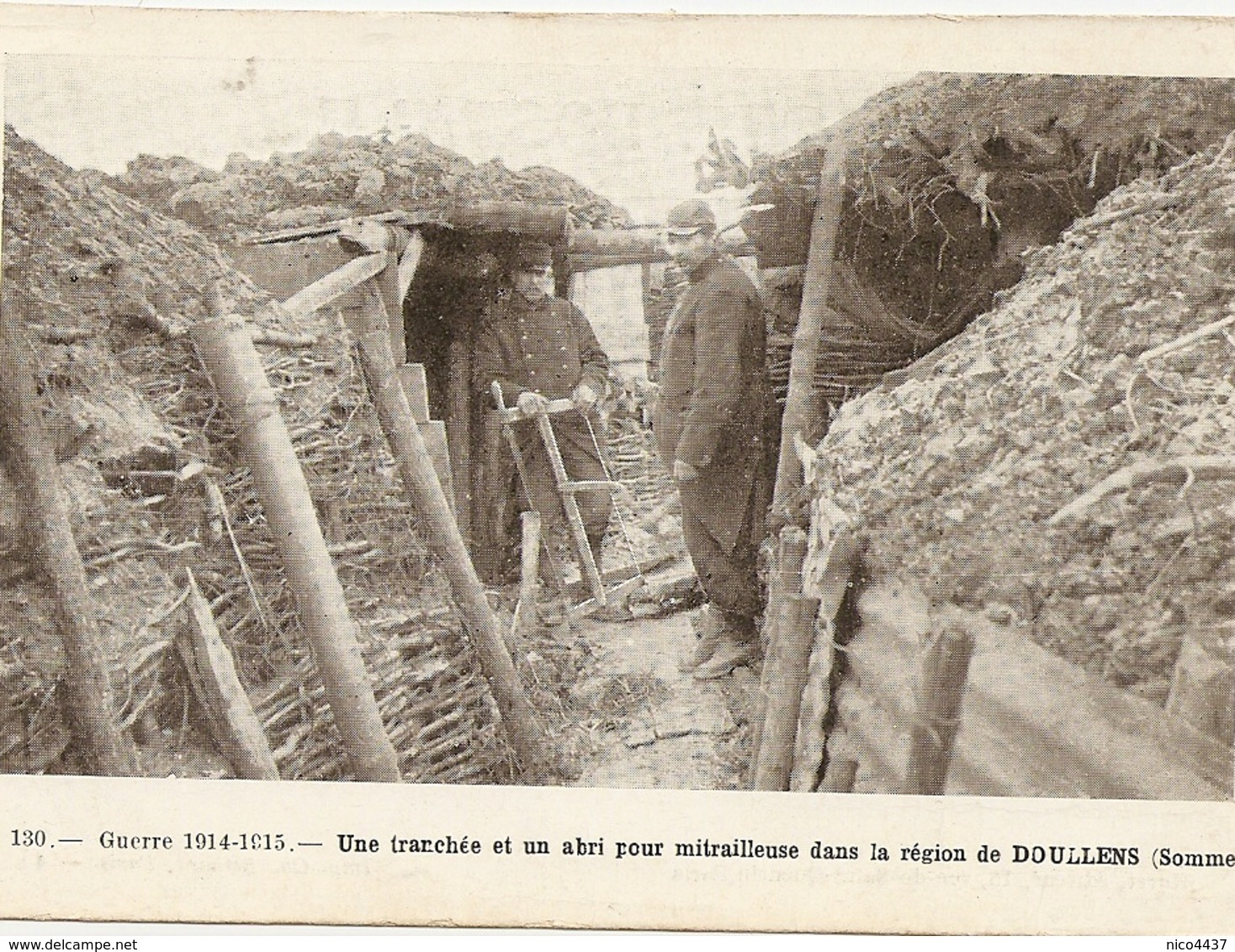 Cpa Guerre 14 18 Region Doullens Une Tranchee Et Abri Pour Mitralleuse - Doullens