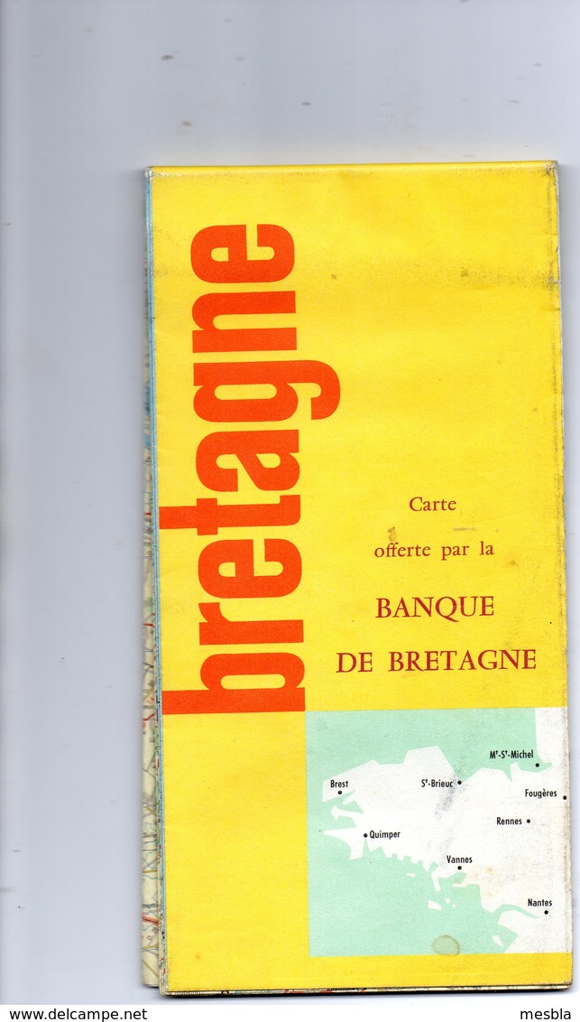 Grande CARTE ROUTIERE De BRETAGNE  Offerte Par La BANQUE De BRETAGNE .+ 1 CARTE IGN - Carte Stradali