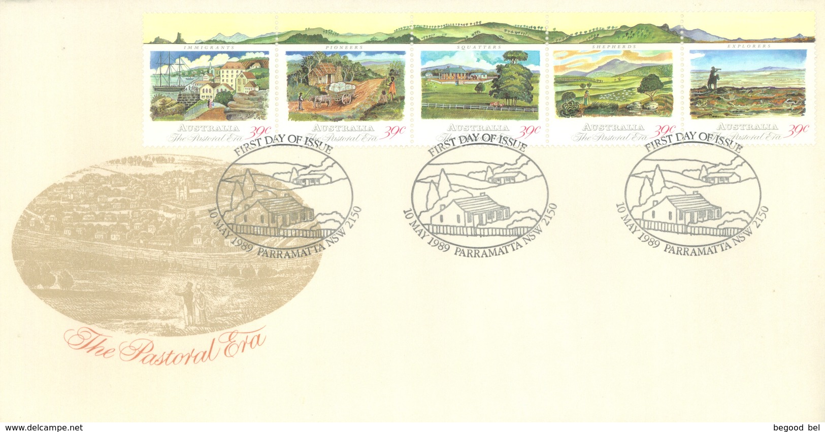 AUSTRALIA  - FDC - 10.5.1989 - PASTORAL ERA - Yv 1113-1117  - Lot 18654 - Premiers Jours (FDC)