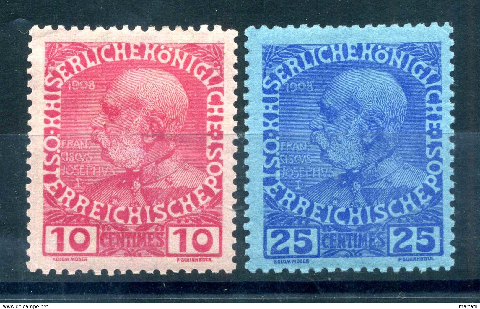 1908-14 UFFICI CRETA SET * Carta Opaca 16l/18l - Oriente Austriaco