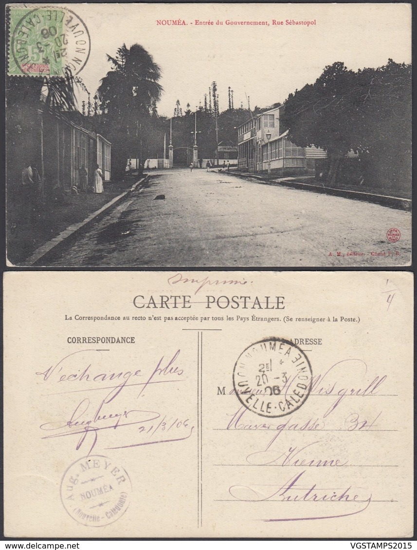 Nouvelle-Calédonie 1906 - CP Nouméa " Entrée Du Gouvernement, Rue Sébastropol " (5G) DC1148 - Nouvelle-Calédonie