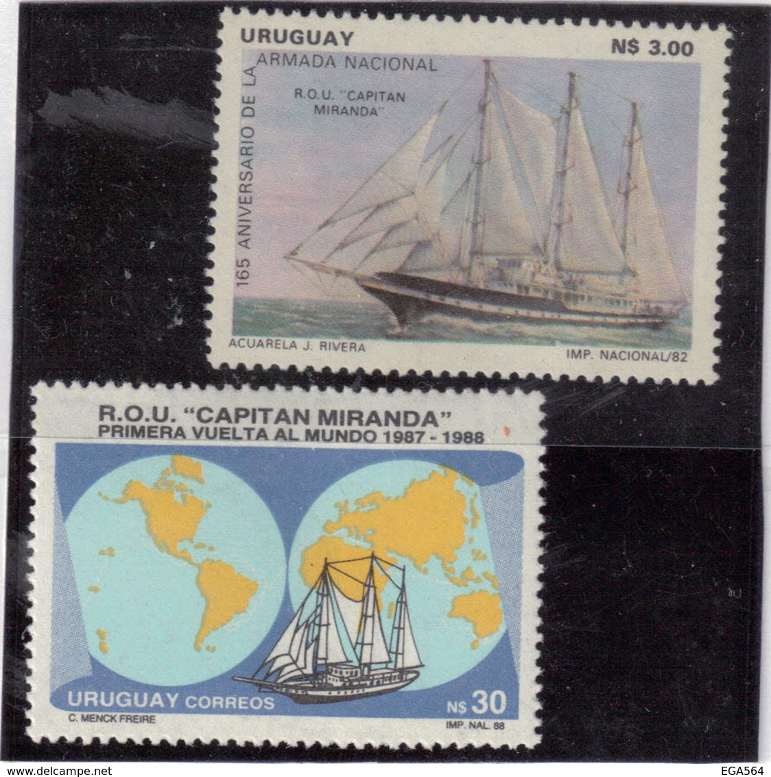 V17 - URUGUAY 1114 Et1249 **MNH De 1982 Et 1988 - GRAND VOILIER - " R.O.U. " CAPITAN MIRANDA " - Uruguay