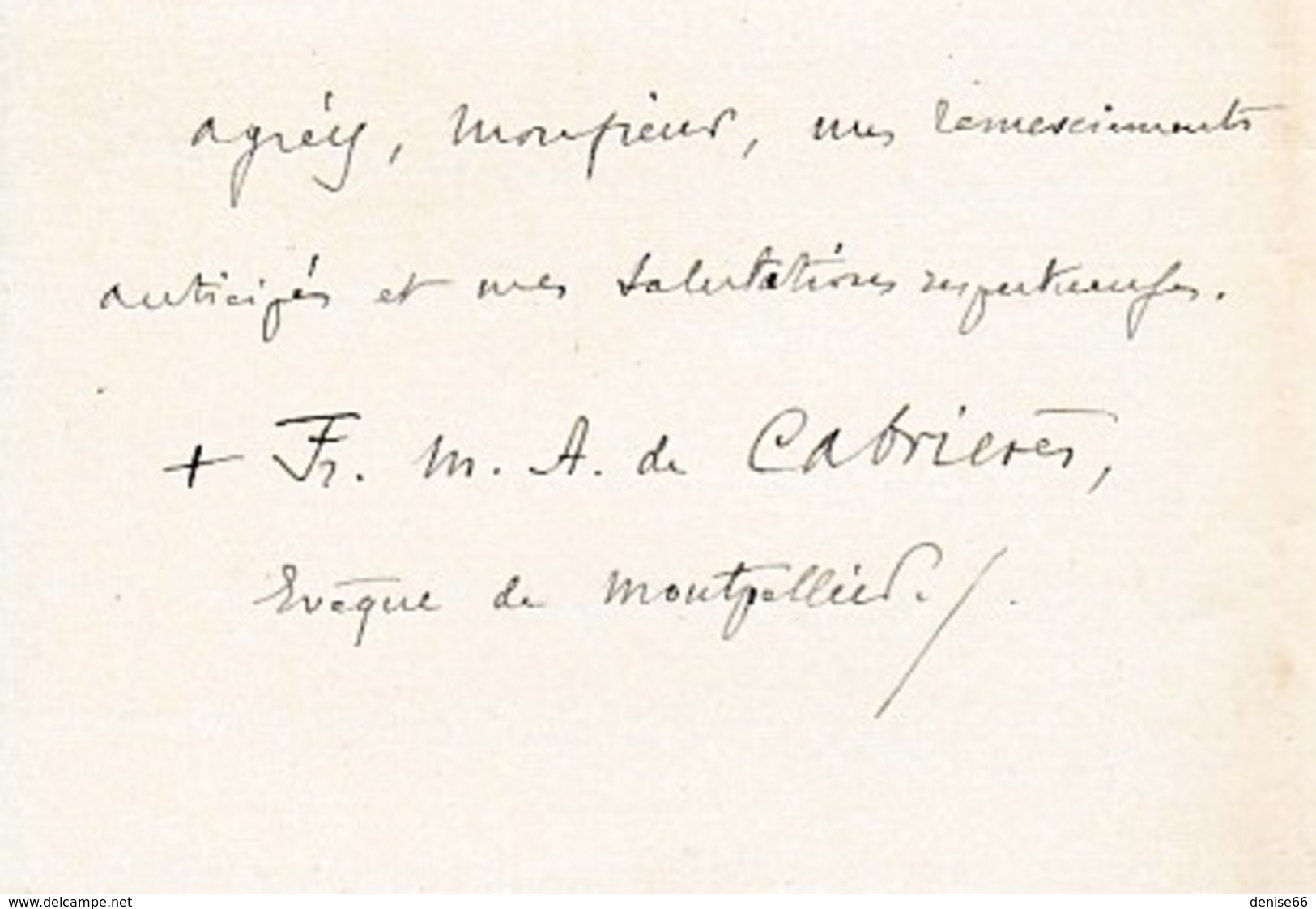 1898 - L.A.S. François Marie Anatole De CABRIERES (1830-1921) Cardinal - Evêque De MONTPELLIER - Historical Documents