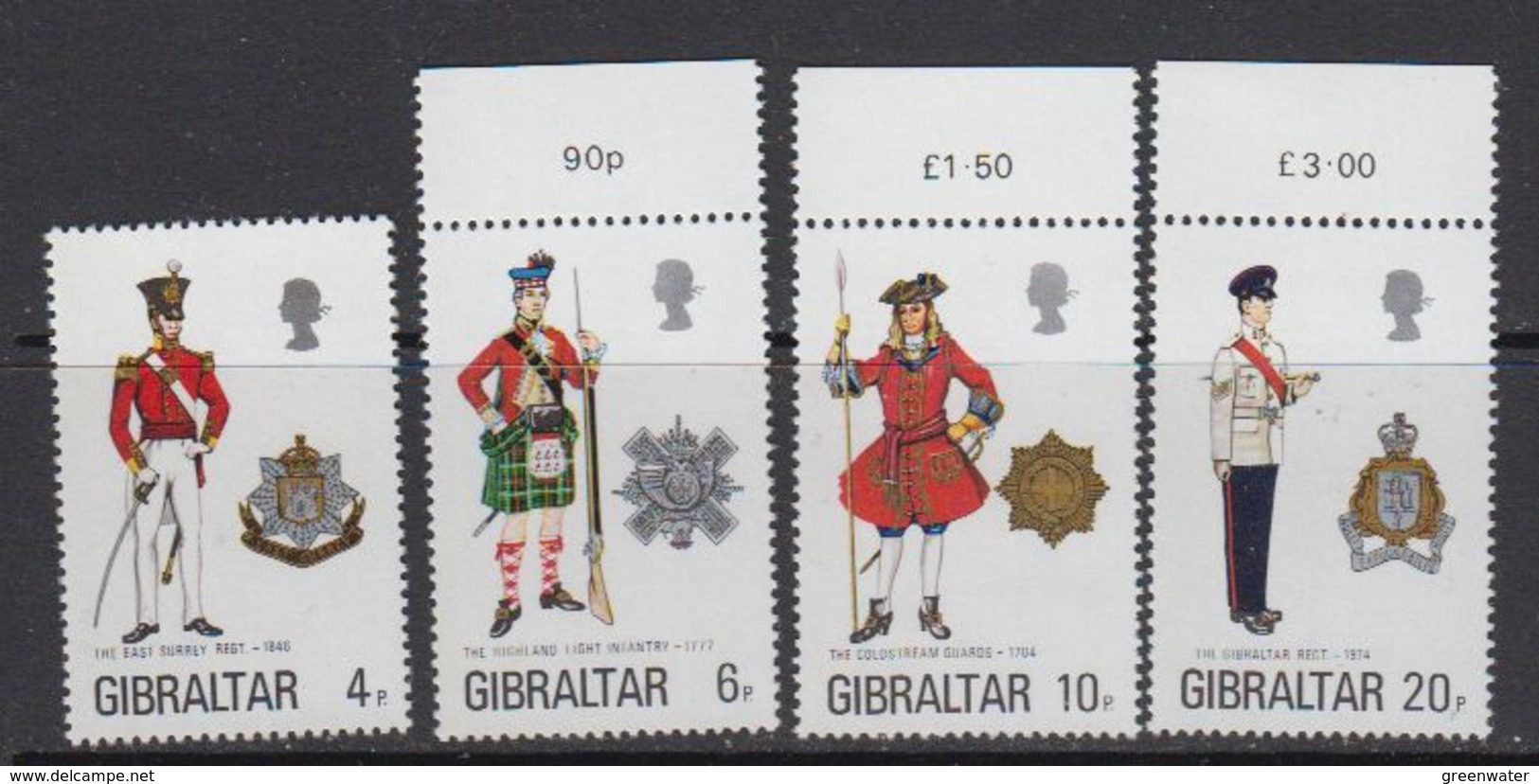 Gibraltar 1975 Uniforms 4v  ** Mnh (41485C) - Gibraltar