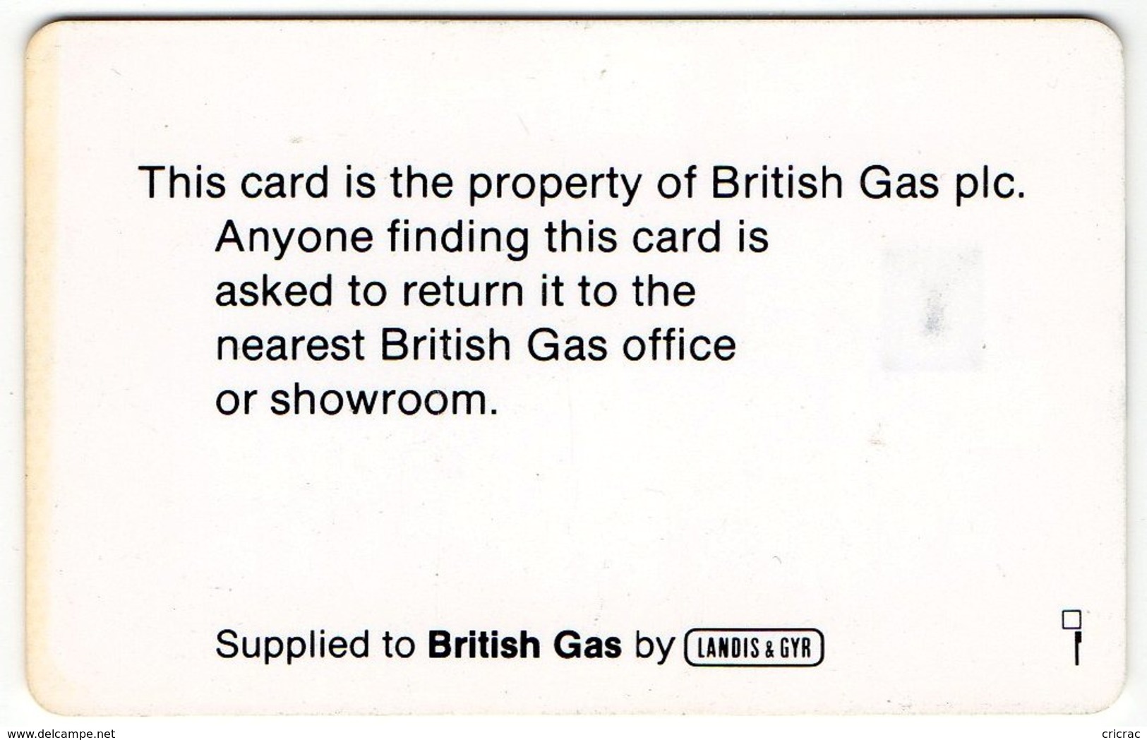 Corps De Carte Epreuve British Gas Quantum Card  Essai Royaume Uni Landis & Gyr - Afrique Du Sud