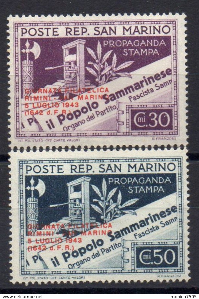 SAINT-MARIN ( POSTE ) : Y&T N°  233A/233B  TIMBRES  NEUFS  AVEC  TRACE  DE  CHARNIERE . - Neufs