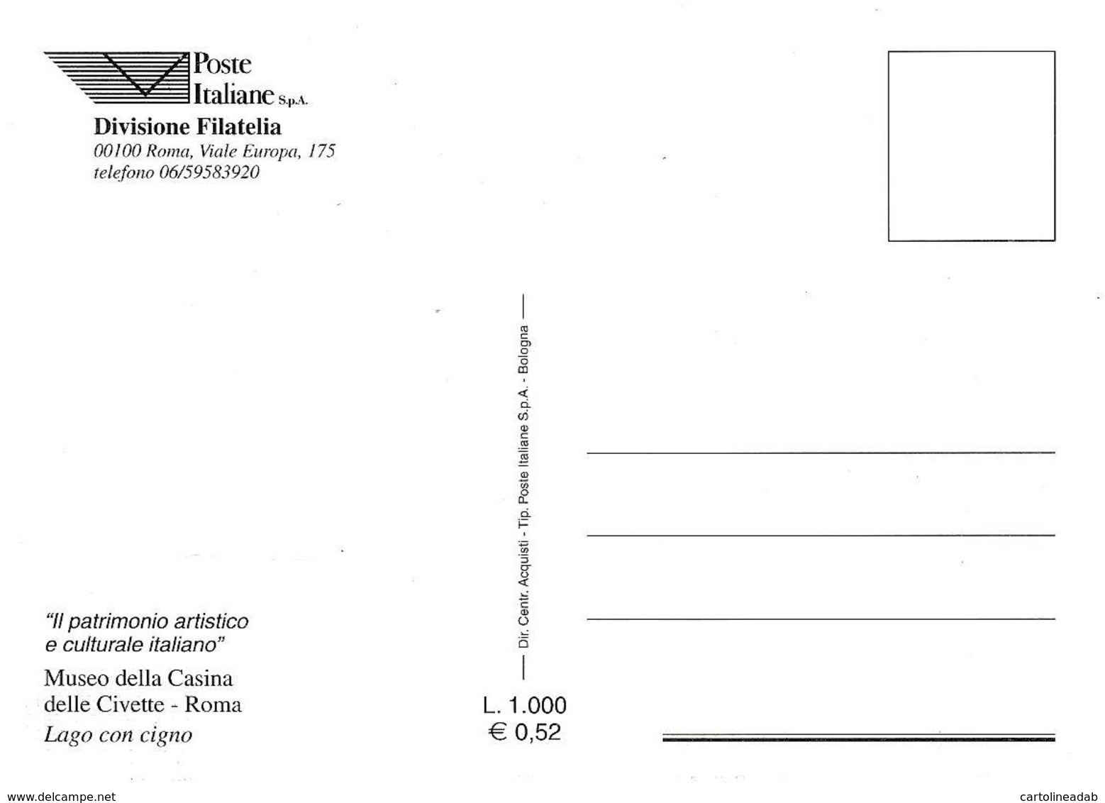 [MD2433] CPM - RIPRODUZIONE FRANCOBOLLO POSTE ITALIANE - ROMA - MUSEO DELLA CASINA DELLE CIVETTE - Non Viaggiata - Briefmarken (Abbildungen)