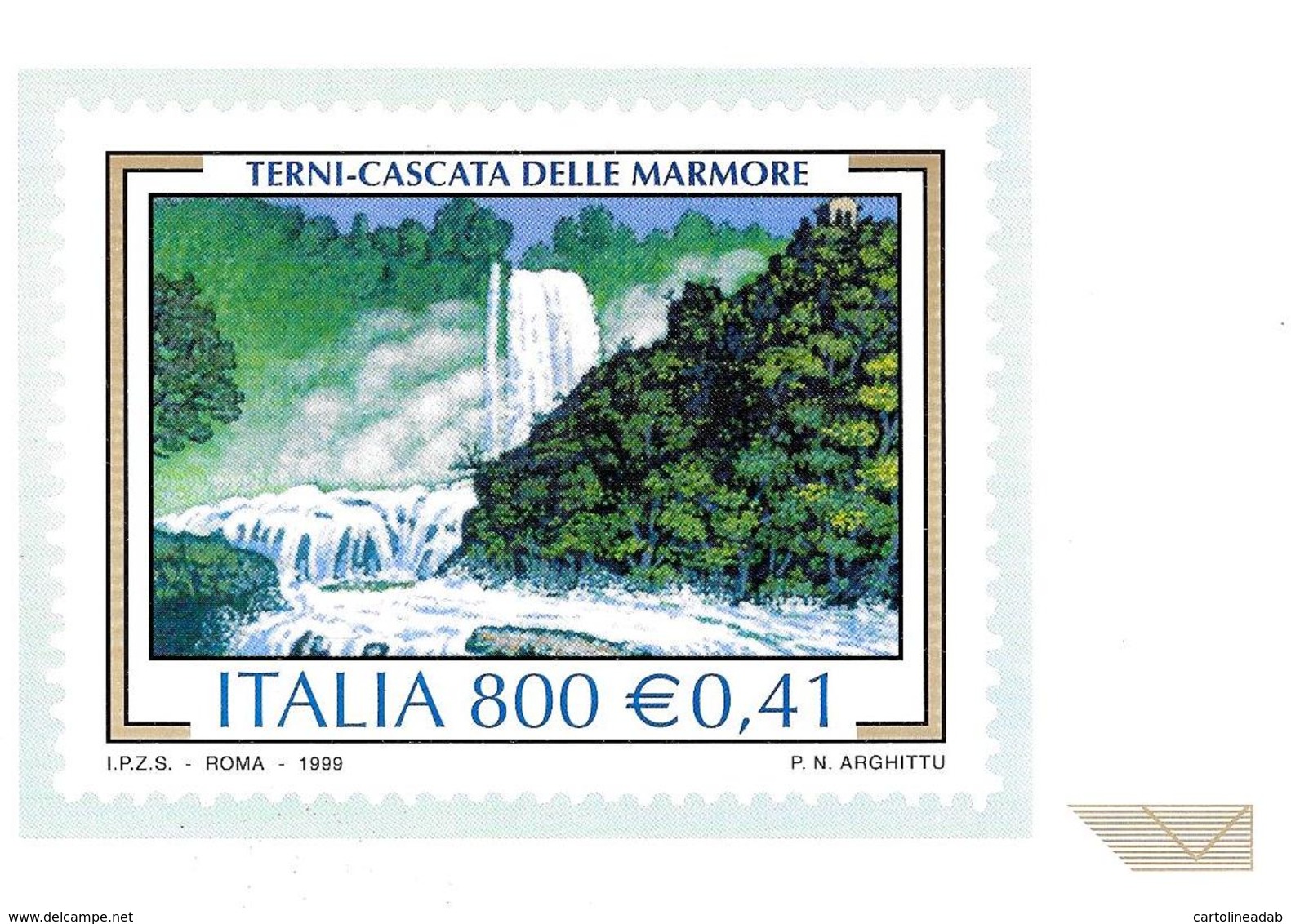 [MD2435] CPM - RIPRODUZIONE FRANCOBOLLO POSTE ITALIANE - TERNI CASCATA DELLE MARMORE - IL TURISMO - Non Viaggiata - Timbres (représentations)