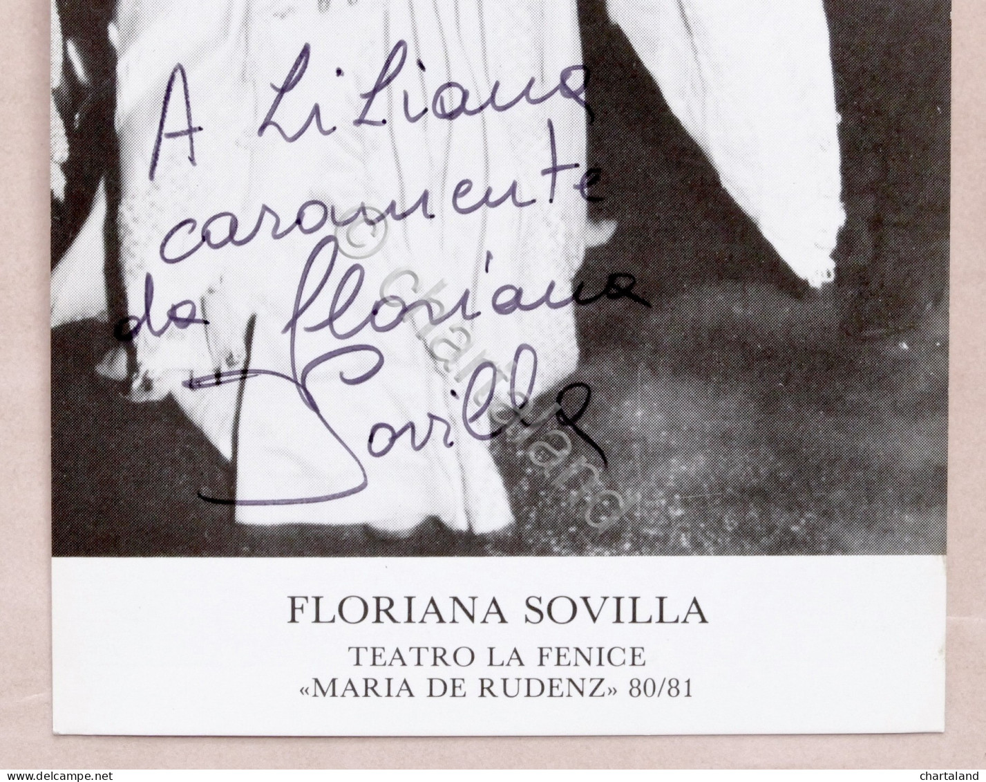 Musica Lirica - Autografo Della Cantante D’opera Floriana Sovilla - 1980 - Autres & Non Classés