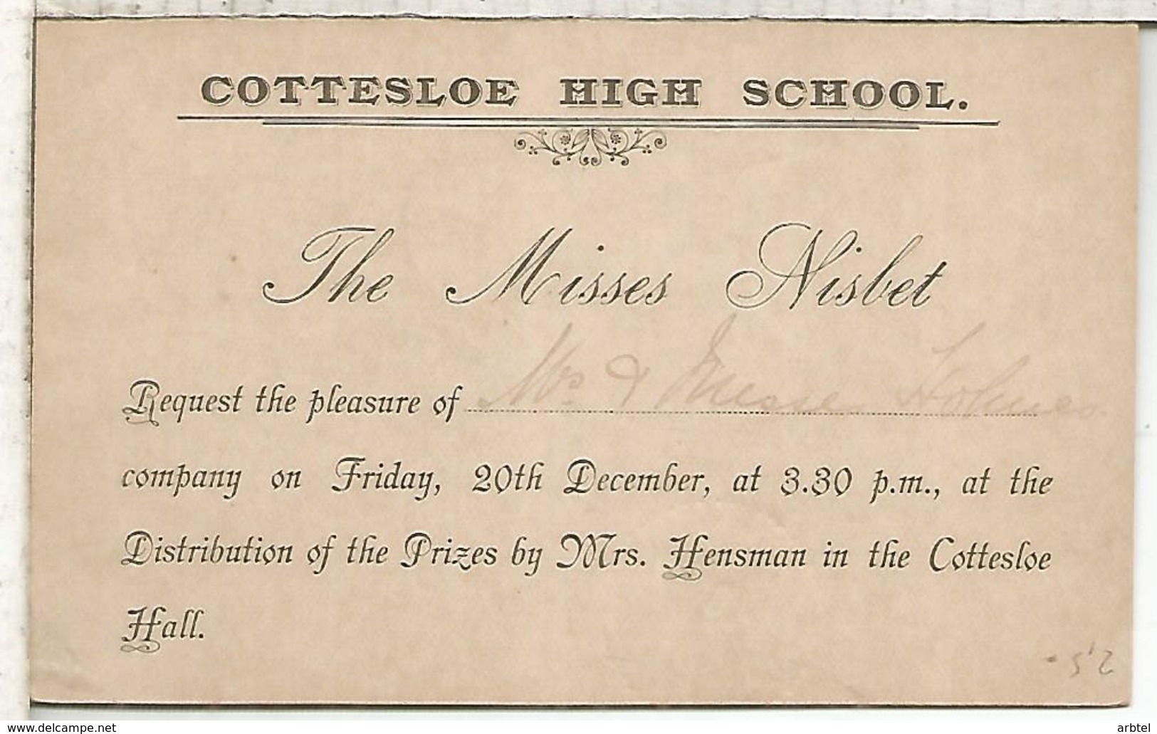 WESTERN AUSTRALIA ENTERO POSTAL CISNE SWAN COTTESLOE HIGH SCHOOL - Cartas & Documentos