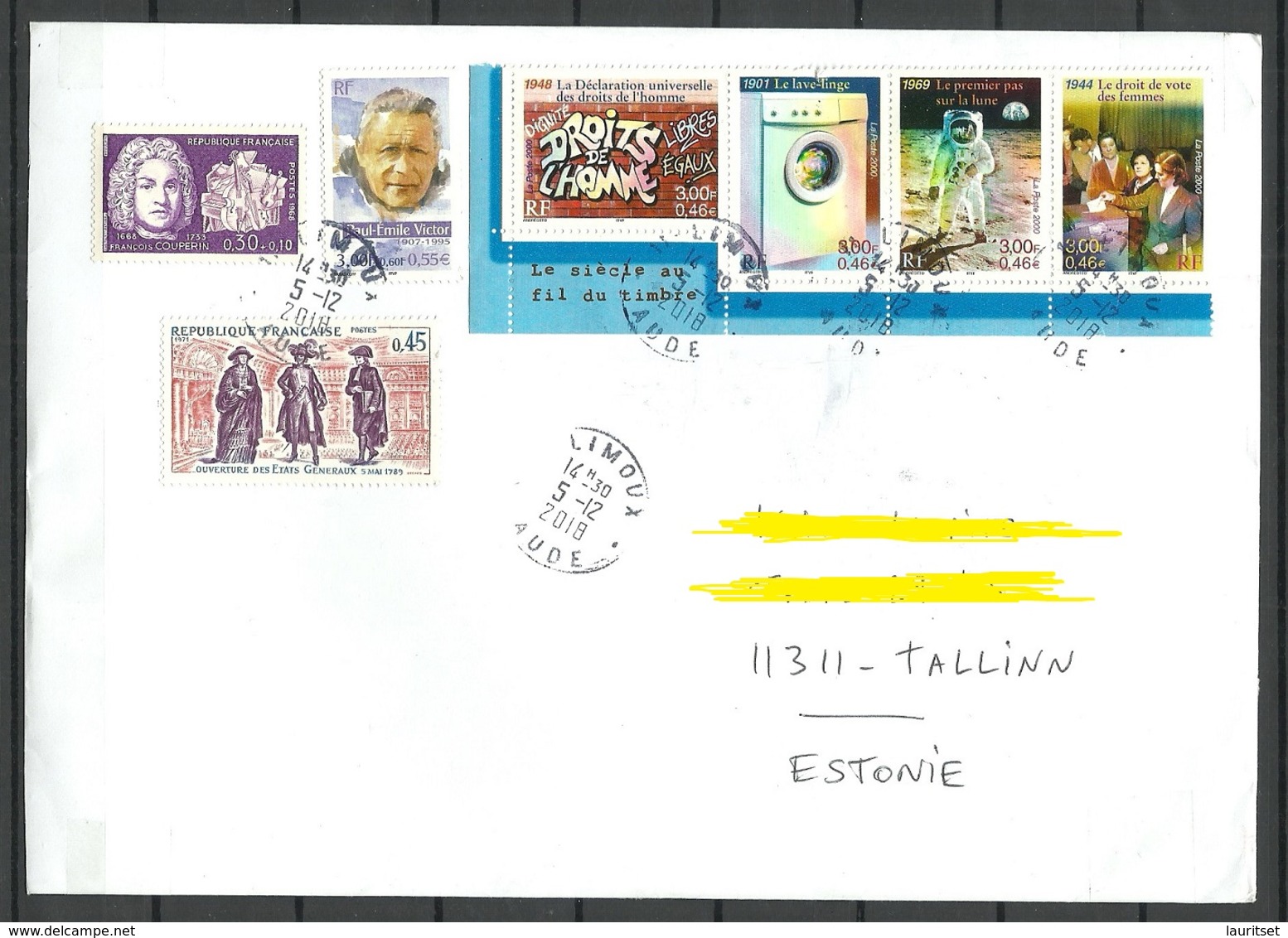 FRANCE 2018 Cover To ESTONIE Many Interesting Stamps - Lettres & Documents