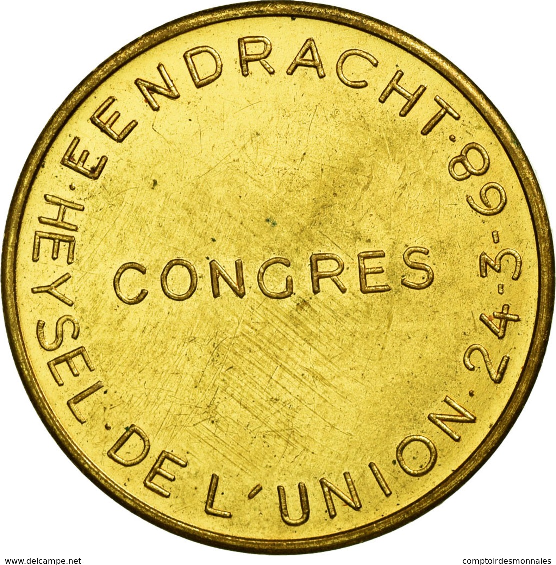 Belgique, Jeton, Politique, Congrès De L'Union, Heysel, 1968, SUP+, Copper Gilt - Autres & Non Classés