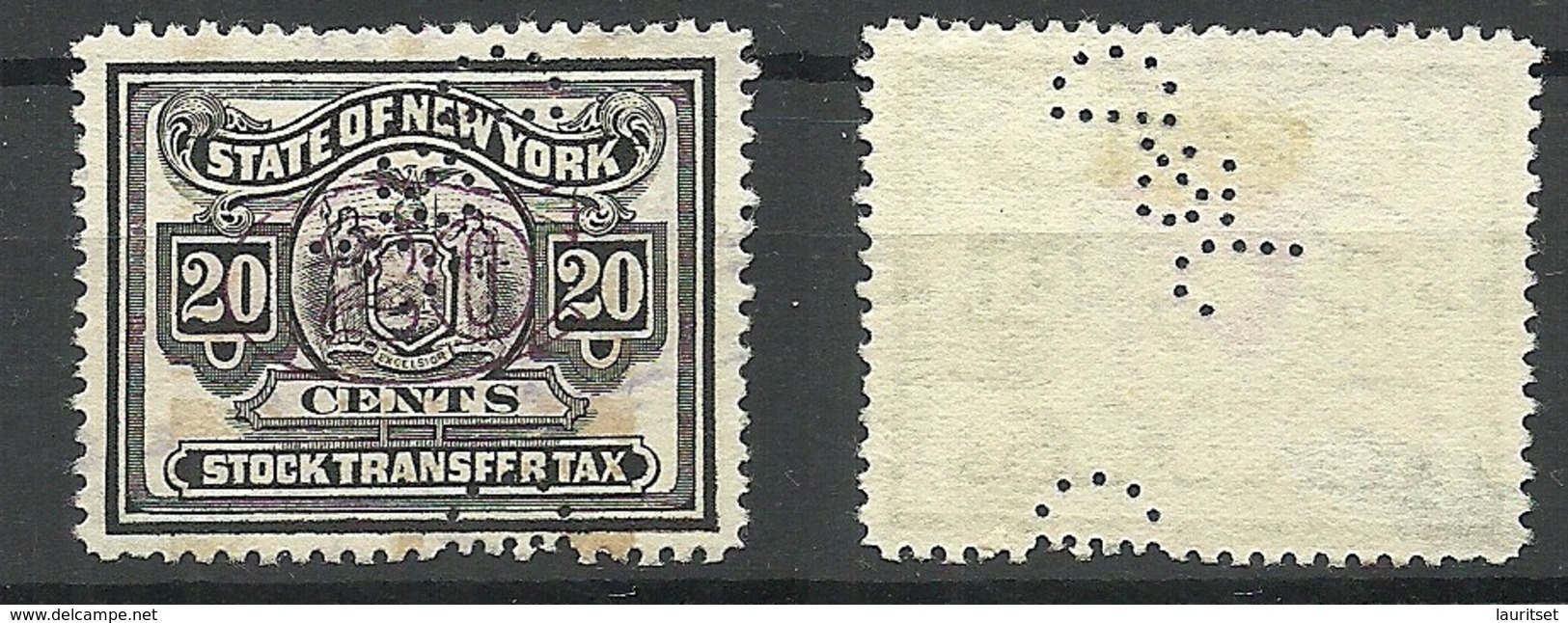 USA State Of New York Stock Transfer Tax 20 Cents, Used - Fiscale Zegels