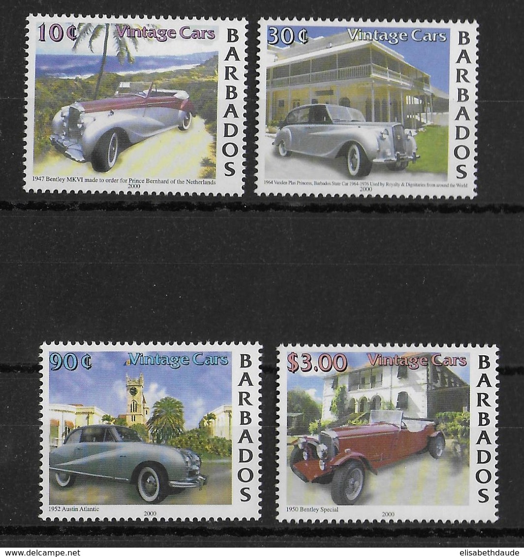 BARBADOS - 2000 - SERIE AUTOMOBILE ** MNH  - YVERT 1039/1042 - Barbados (1966-...)