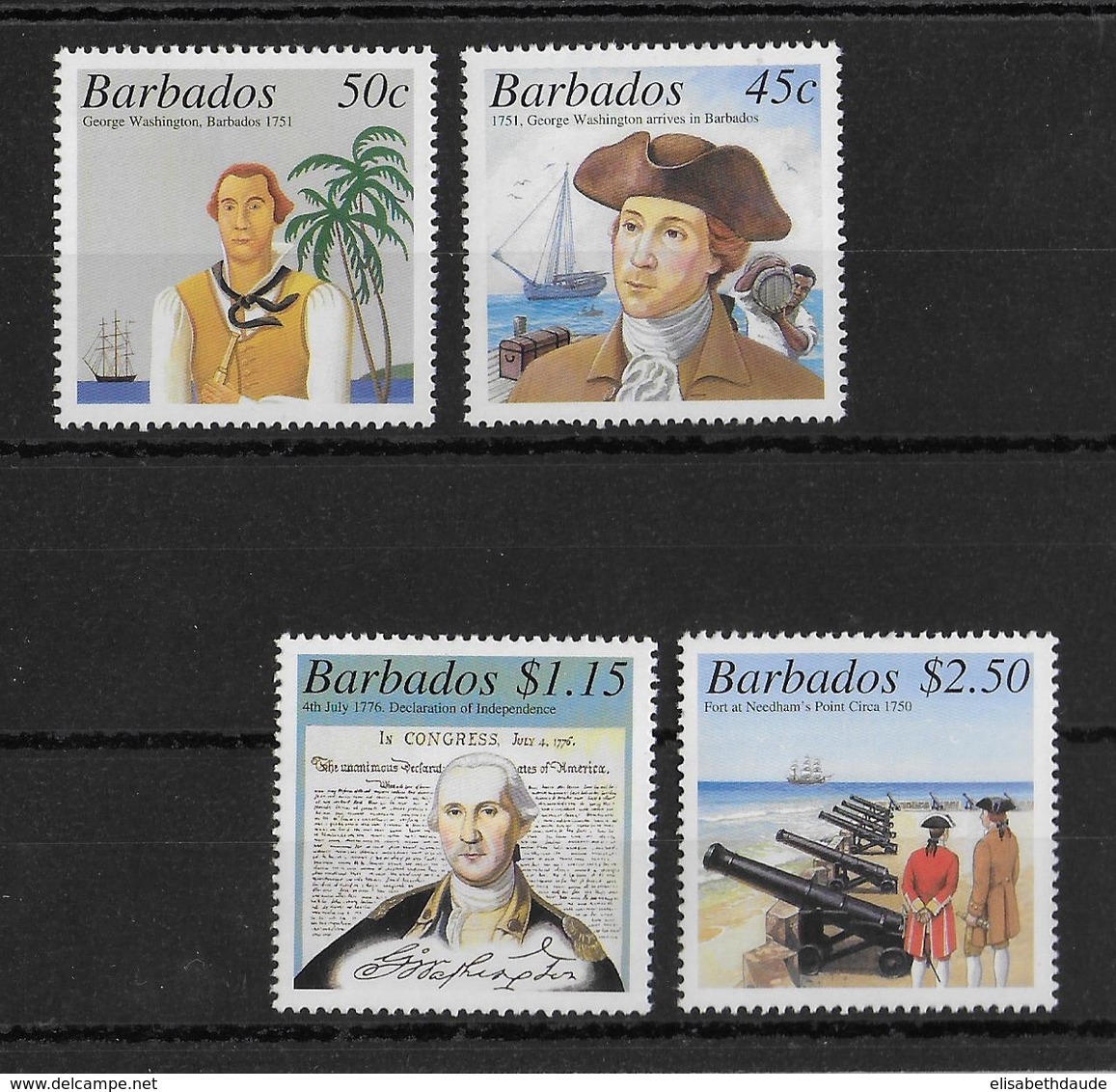 BARBADOS - 2001 - SERIE WASHINGTON ** MNH  - YVERT 1056/1059 - Barbados (1966-...)