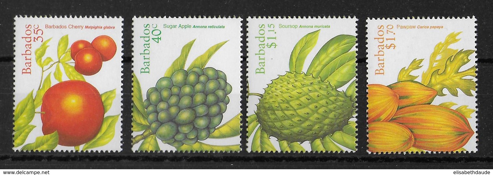 BARBADOS - 1997 - SERIE FRUITS ** MNH  - YVERT 970/973 - Barbades (1966-...)