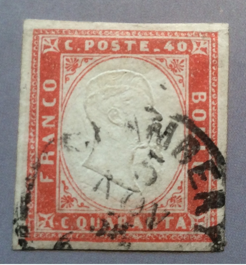 Sardegna TINTE RARI DEL 1855 40c Sa.16 DOPPIE EFF. CHAMBERY SAVOIA(Sardaigne Italie  Italy Italia France Comté De Savoie - Sardinia