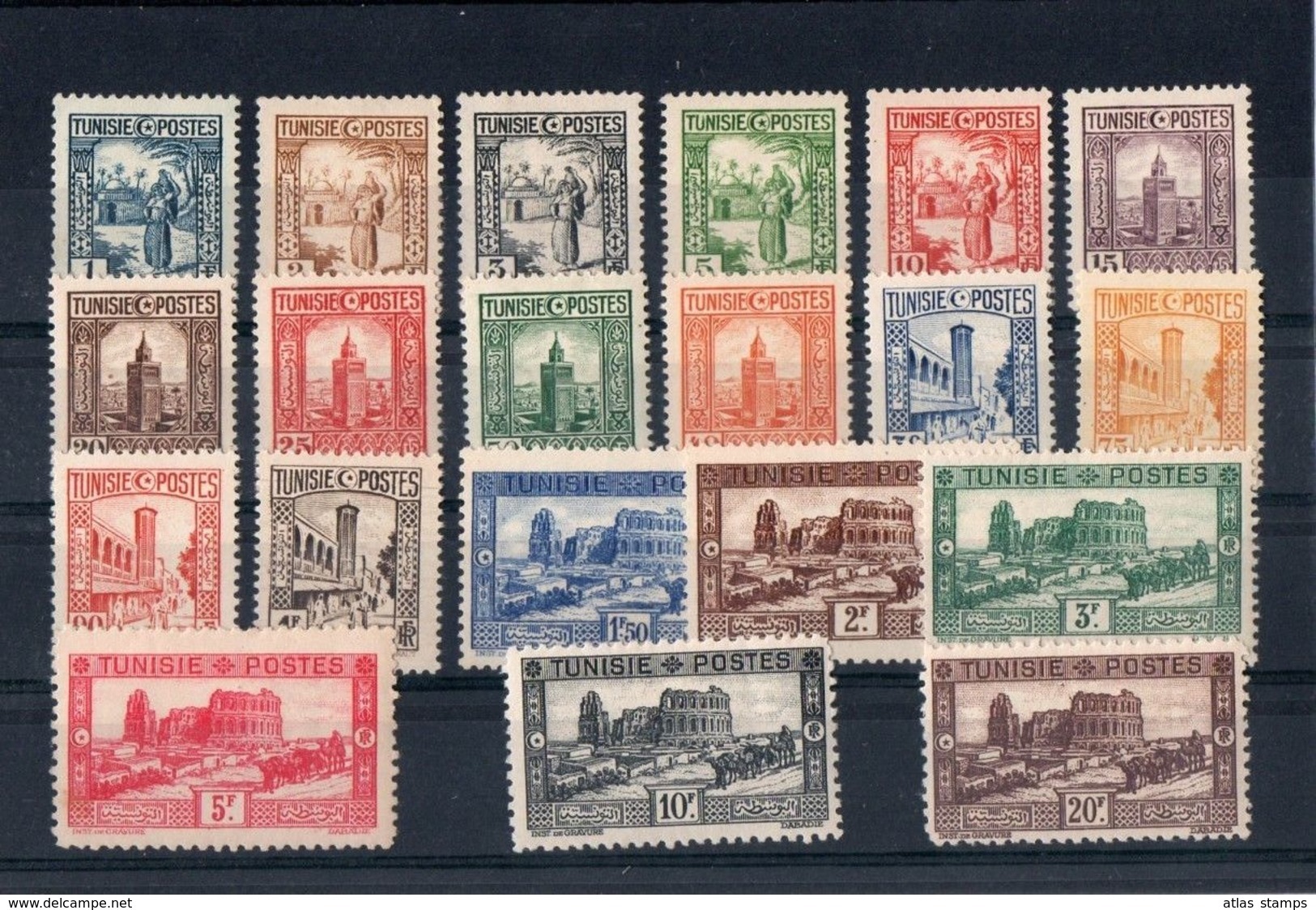 Tunisie  1931-33   Série  Compète - 20 V , Yvert# 161/180 - Neufs  / Charnières * - Nuovi