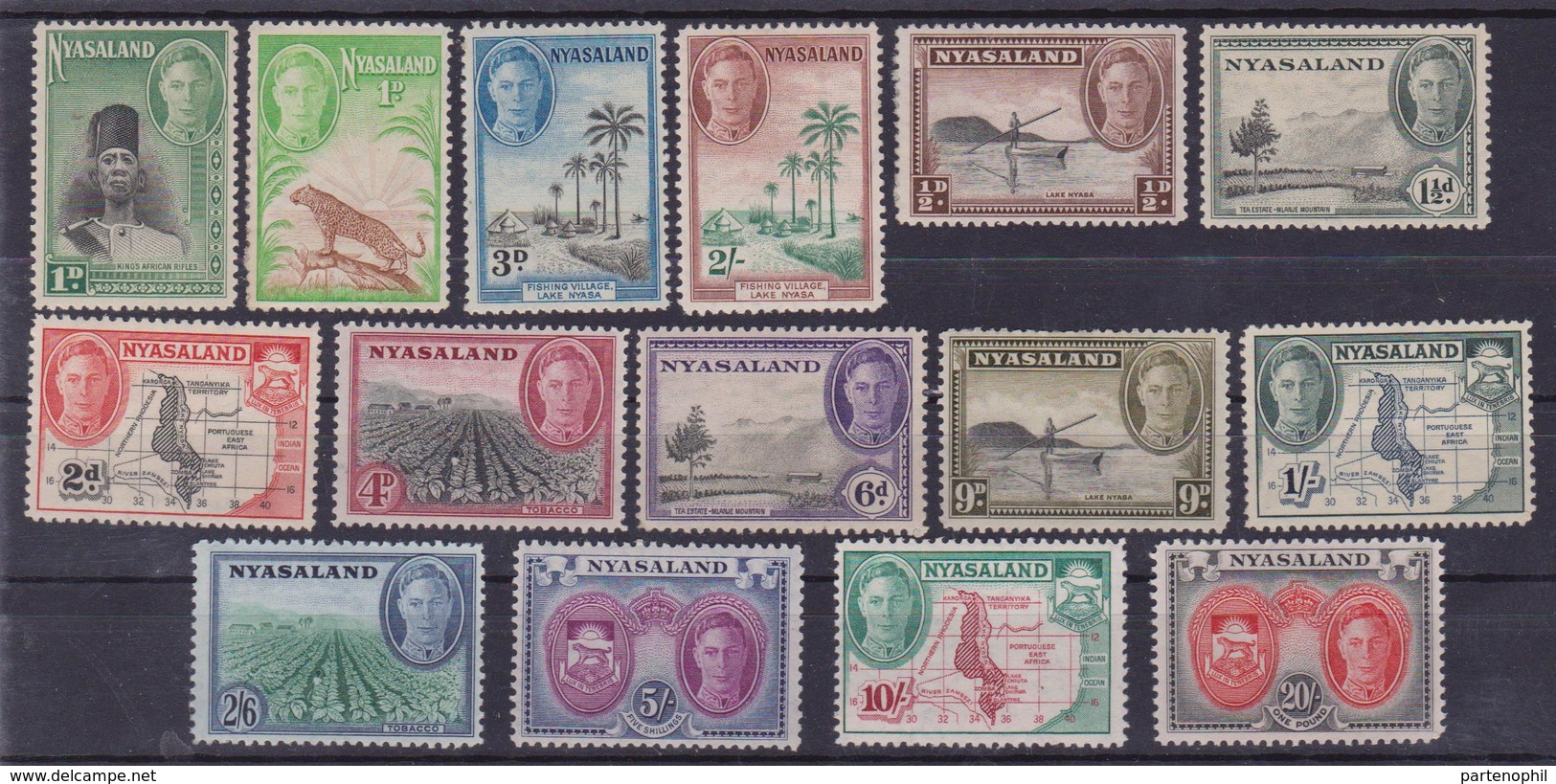 Nyasaland 661 * 1938 Giorgio VI, Soggetti Vari, SG N. 144/157s. Cat. £ 85,00 MH - Nyassaland (1907-1953)