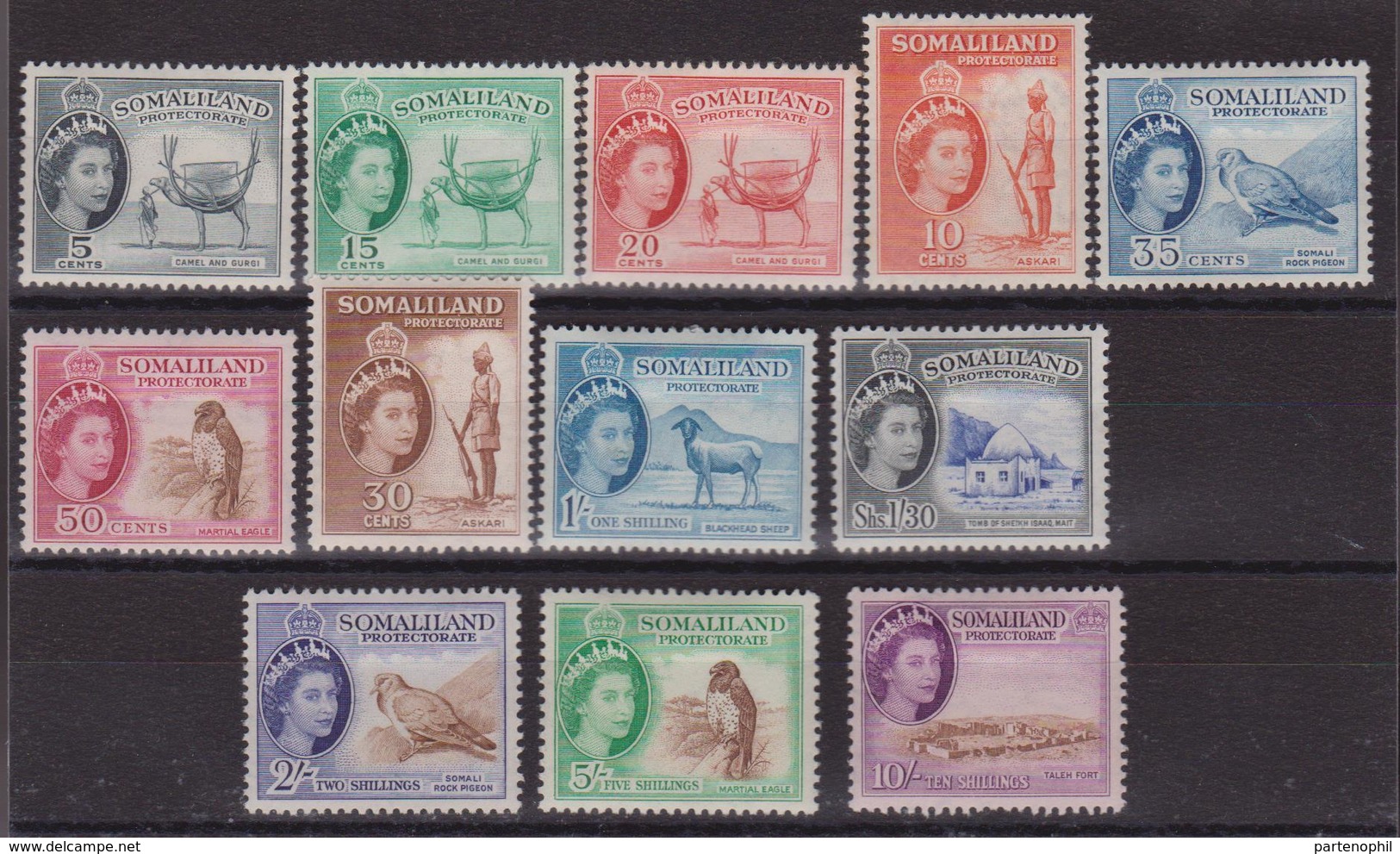 Somaliand 682 * 1953 Elisabetta II Soggetti Vari SG N. 137/148. Cat. £ 120,00 MH - Somaliland (Protectorate ...-1959)