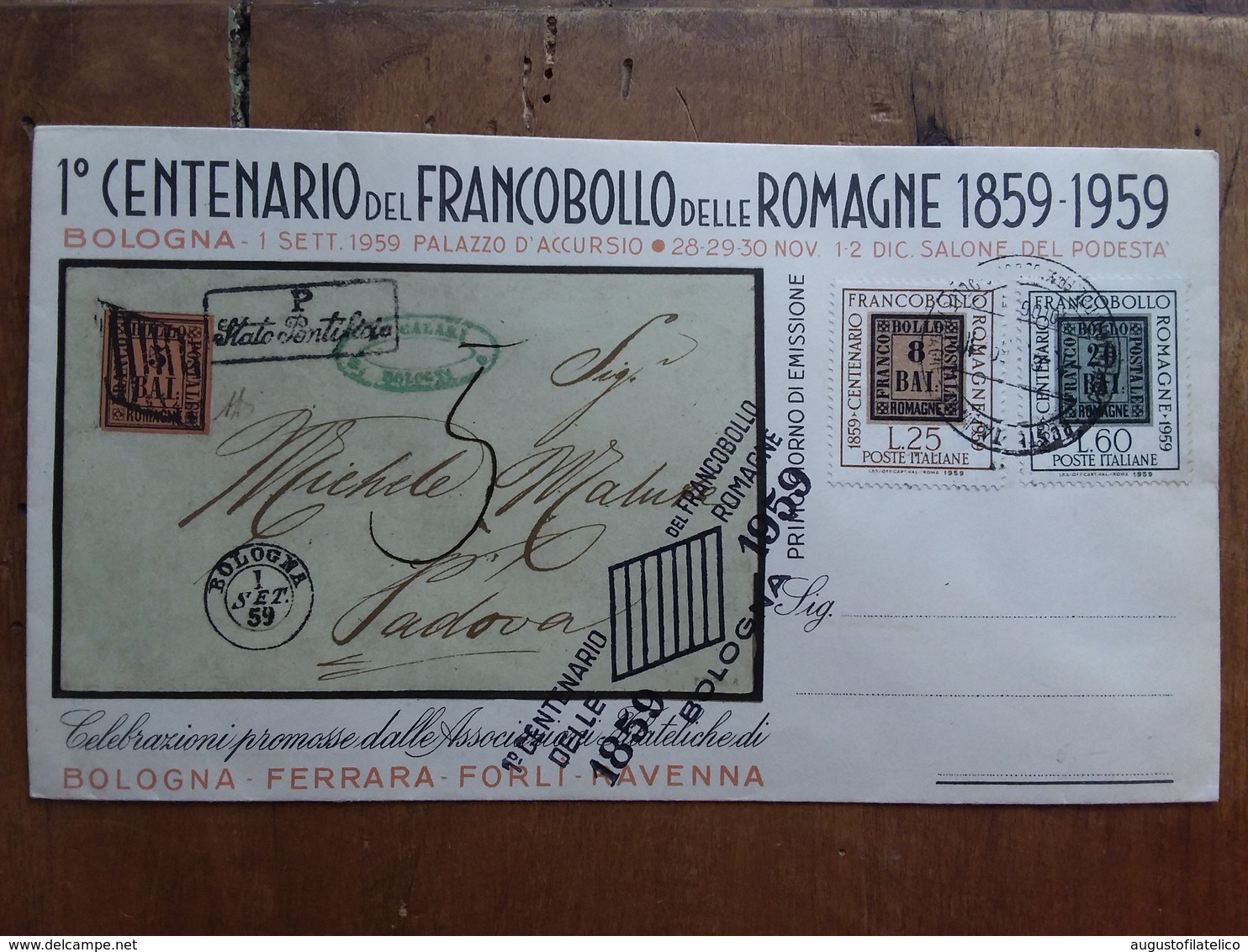 REPUBBLICA 1959 - Centenario Del Francobollo Di Romagna + Spese Postali - FDC