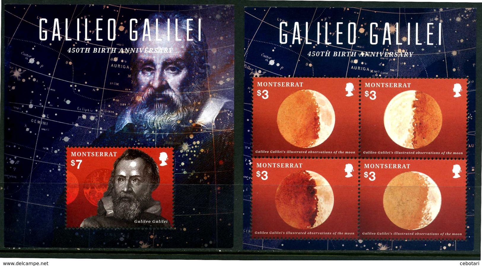 MONTSERRAT 2014** - Astronomia - Galileo Galilei - Mniblock + Block Di 4 Val. MNH, Come Da Scansione - Astronomia